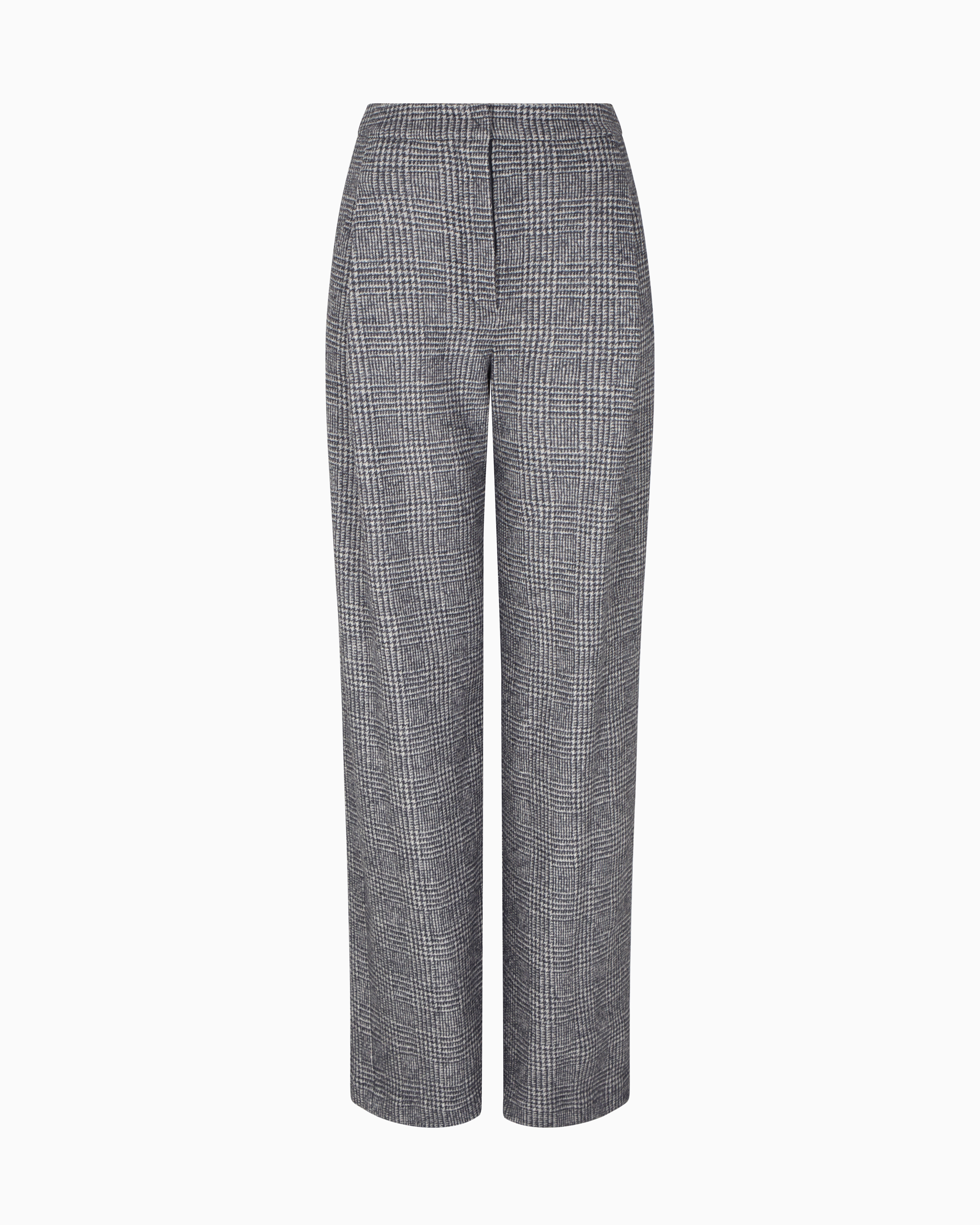Emporio Armani - ASV Icon Prince of Wales check compact jersey-knit trousers with pleats, Woman, Grey, Size: