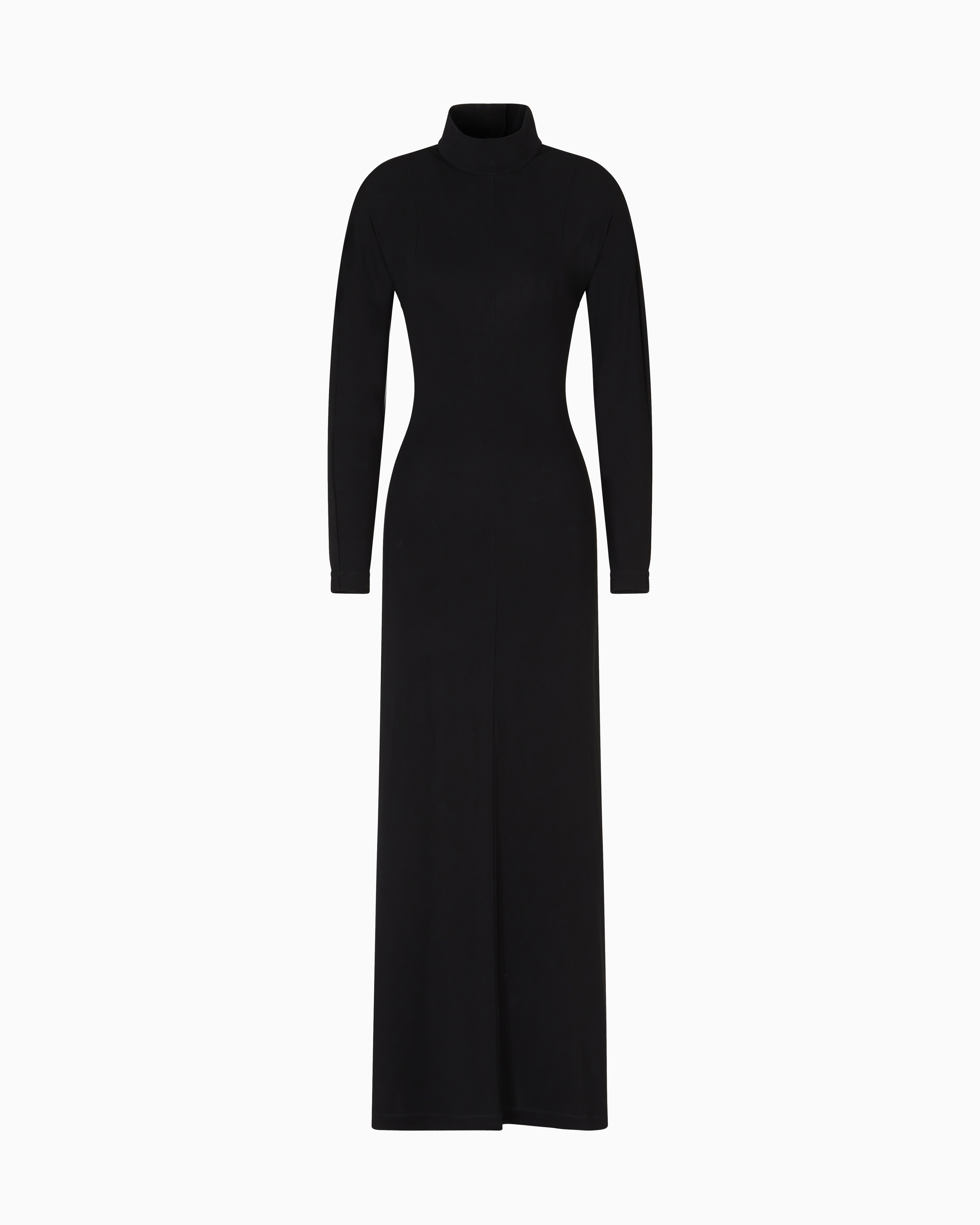 Emporio Armani Asv Polygon Capsule Collection Viscose Crêpe Interlock Long Dress In Black