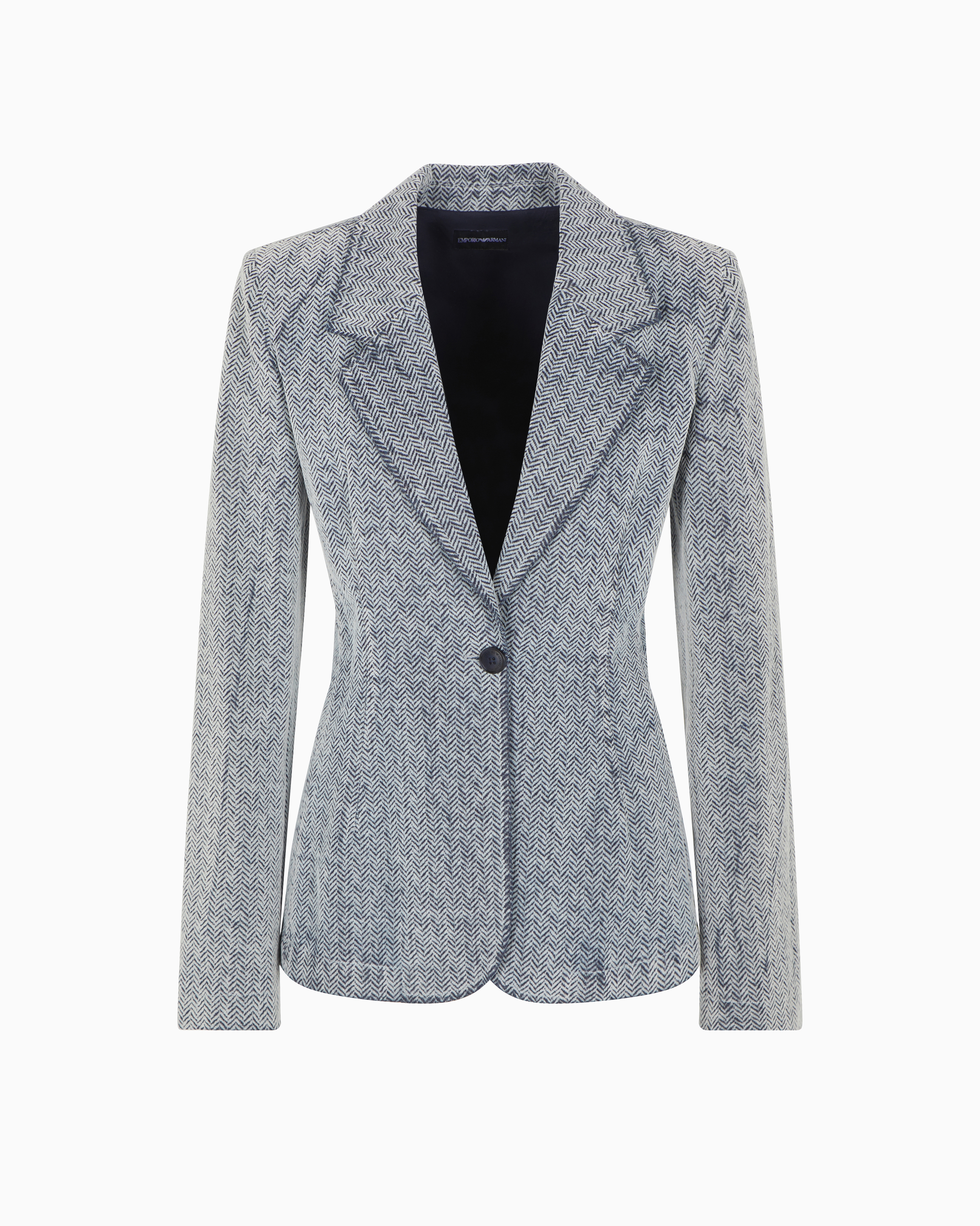 Single-breasted blazer in flocked denim with an all-over
