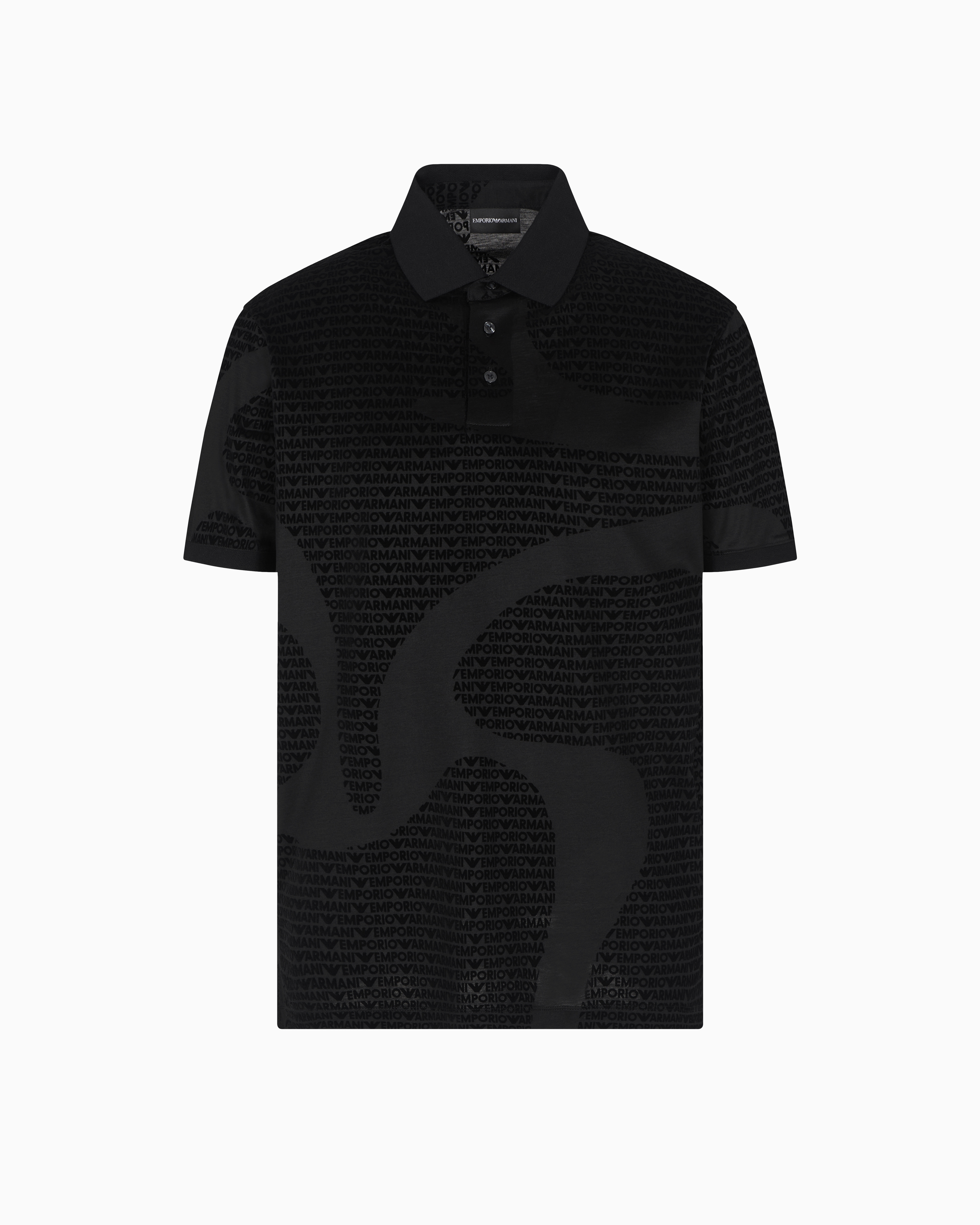 トップス archive emporio armani polo shirt ASV Lyocell-blend jersey polo shirt with all-over flocked