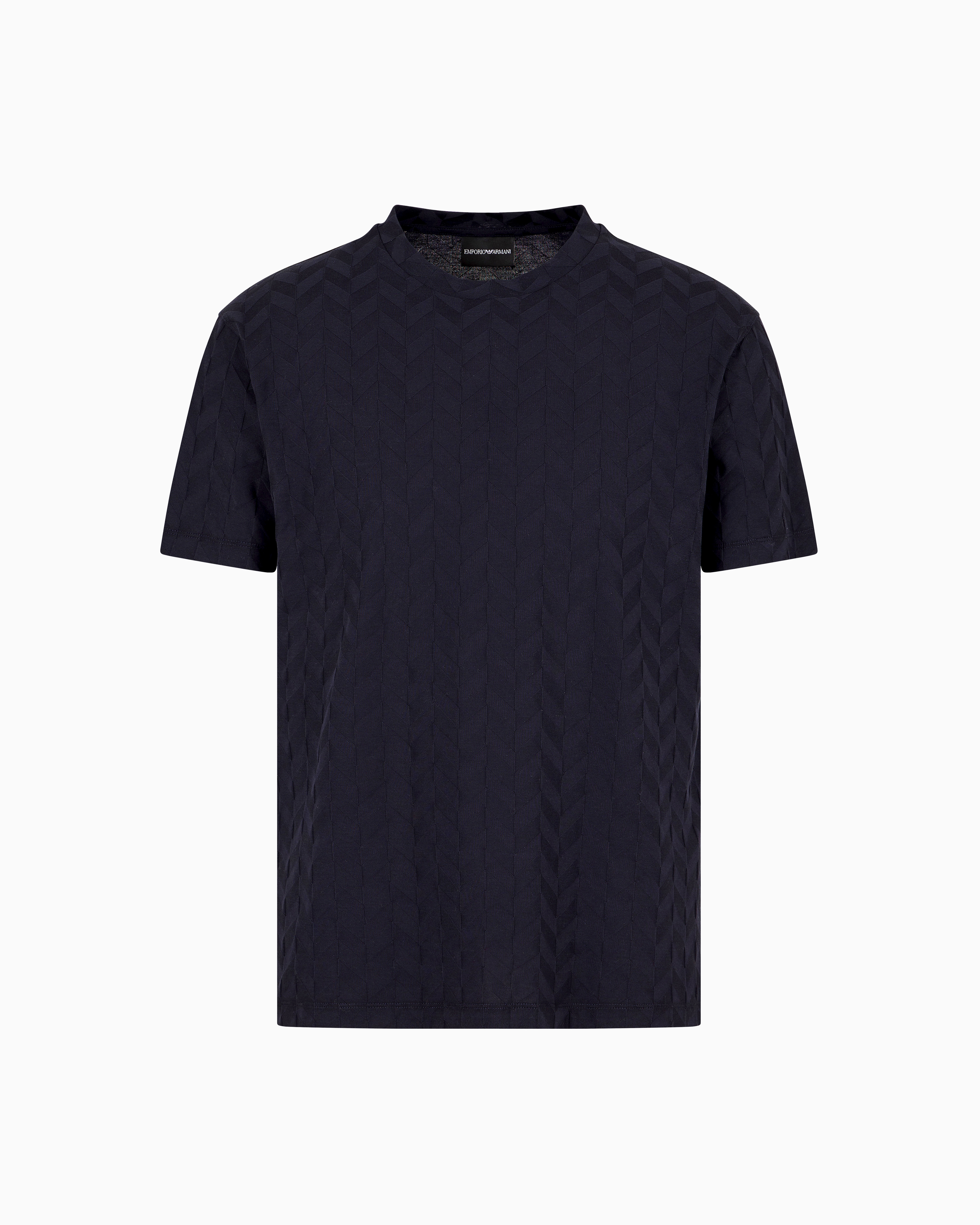 Jersey T-shirt with all-over jacquard pattern | Emporio Armani