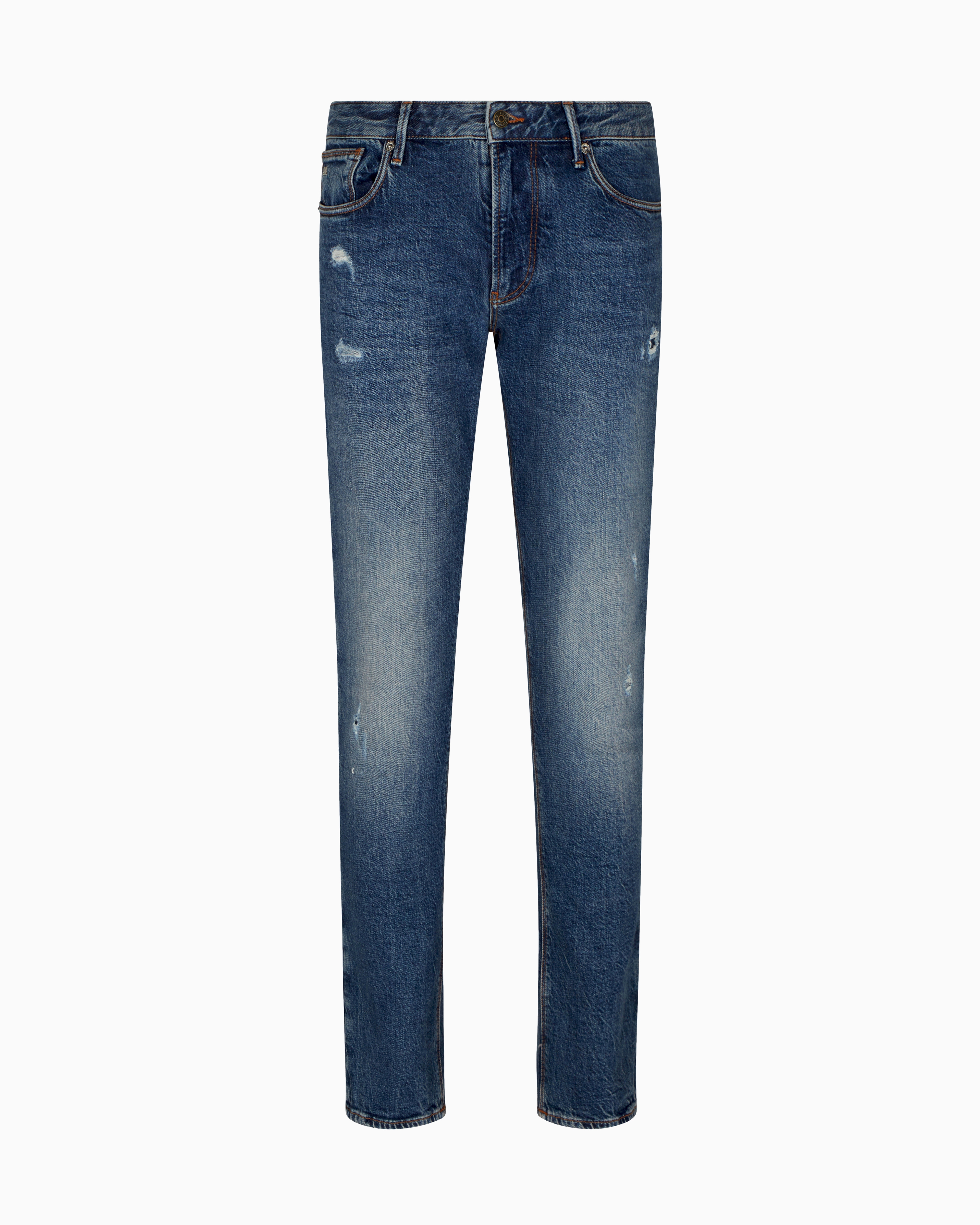 Emporio Armani Slim Fit Blue Denim Jeans In Blue