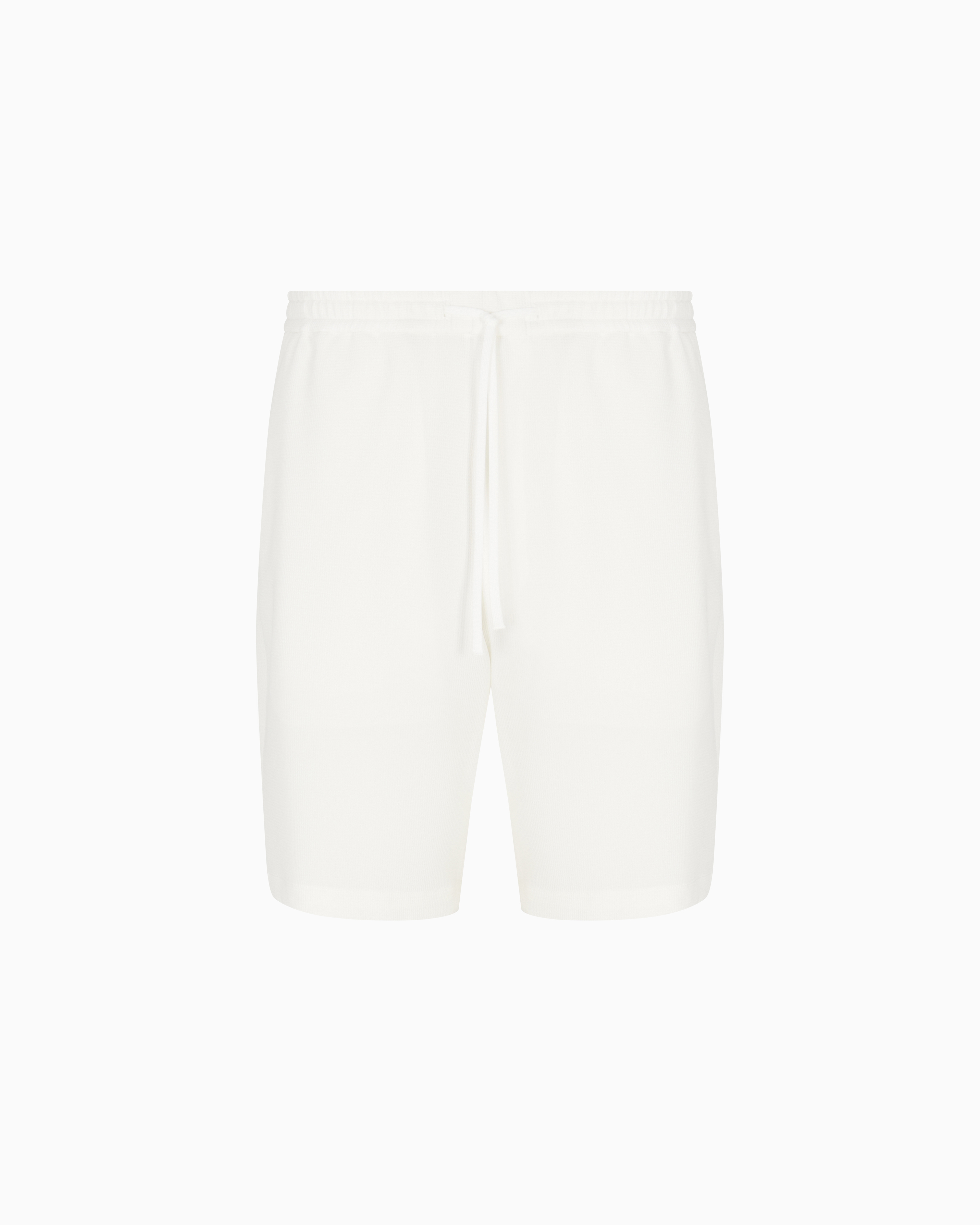Emporio Armani Icon 3d Piqué-effect Crêpe Jersey Bermuda Shorts In White