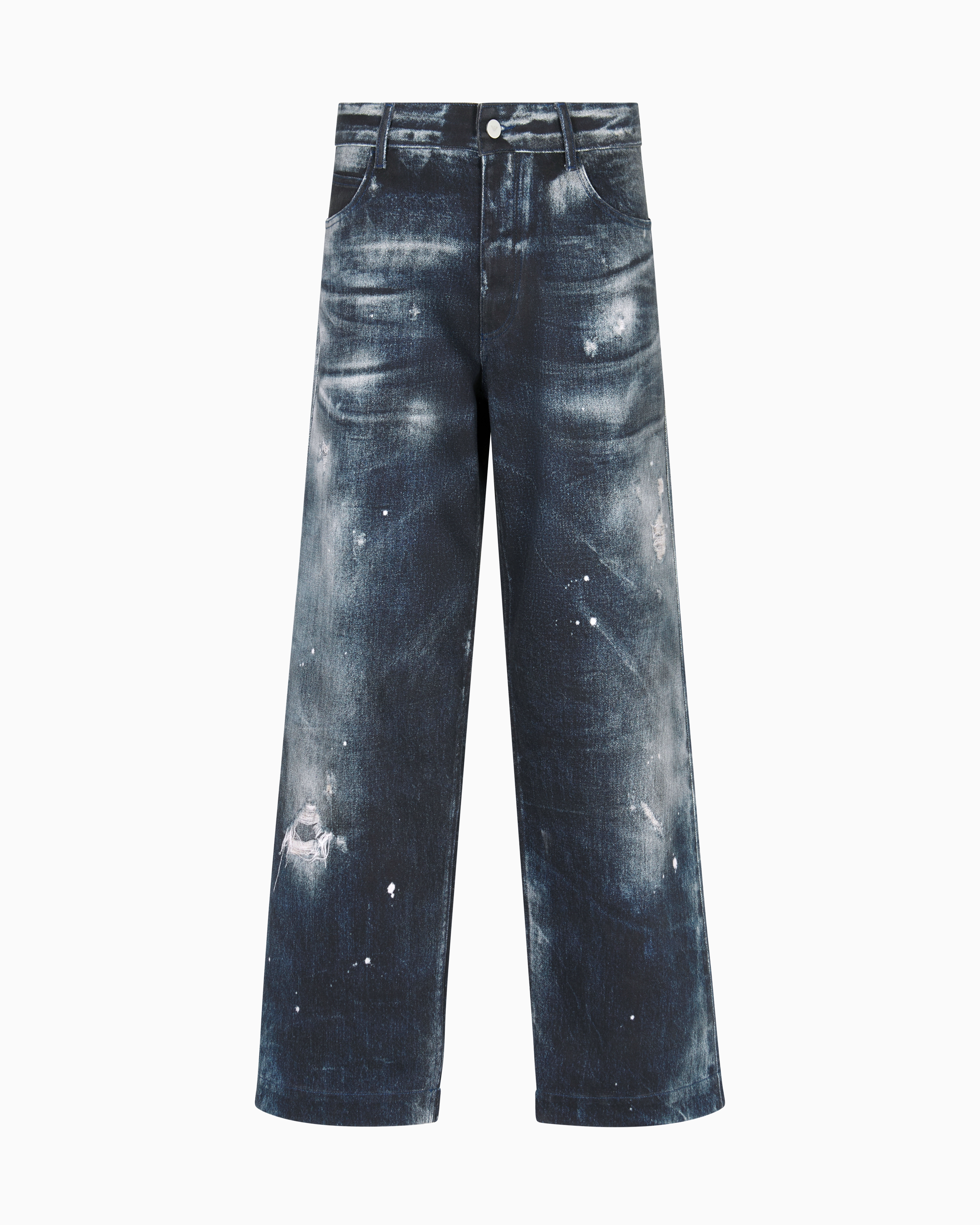 Emporio Armani - ASV New York Capsule Collection jeans printed organic drill, Man, Blue, Size:
