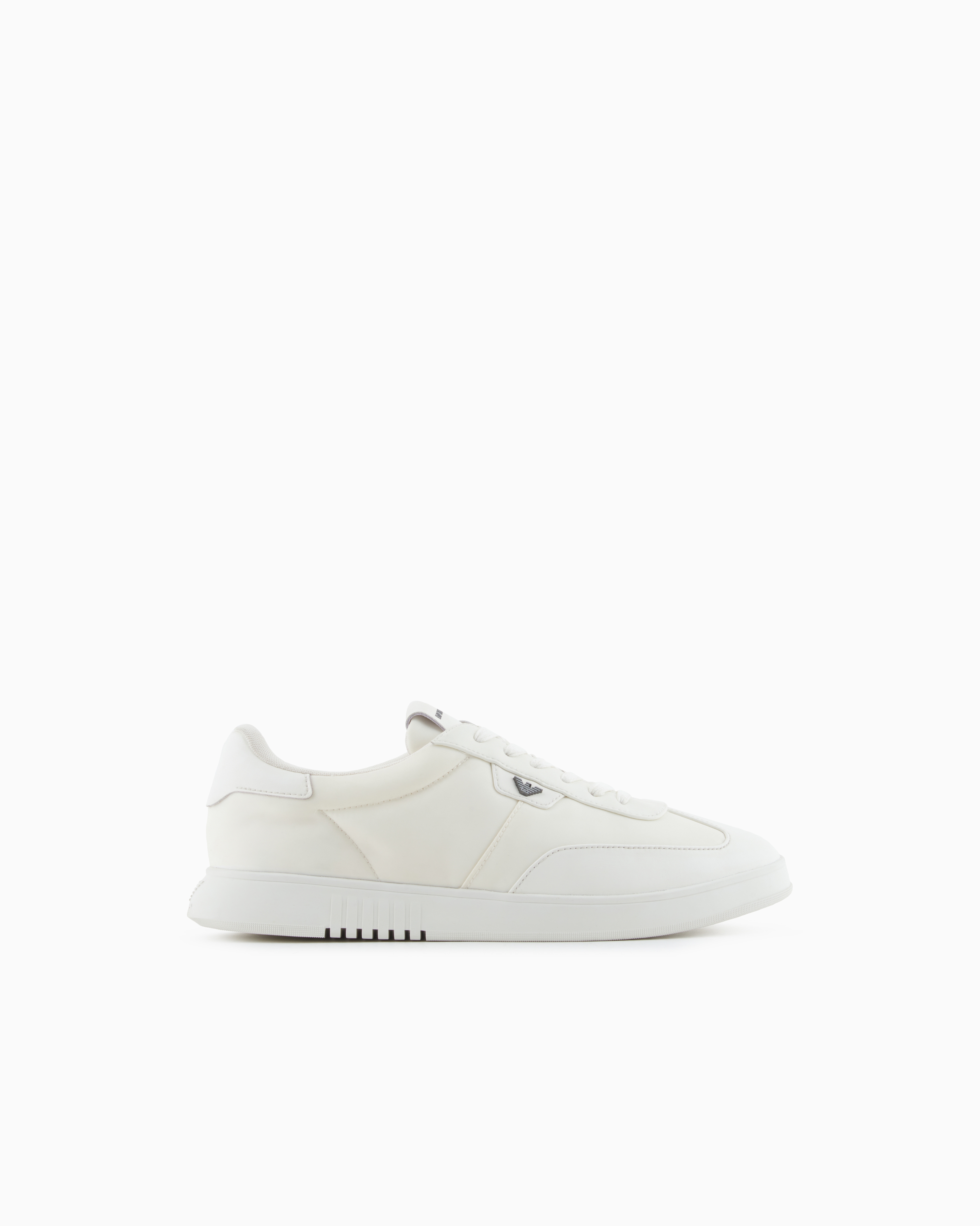 Emporio Armani Nylon Sneakers With Leather Details In White