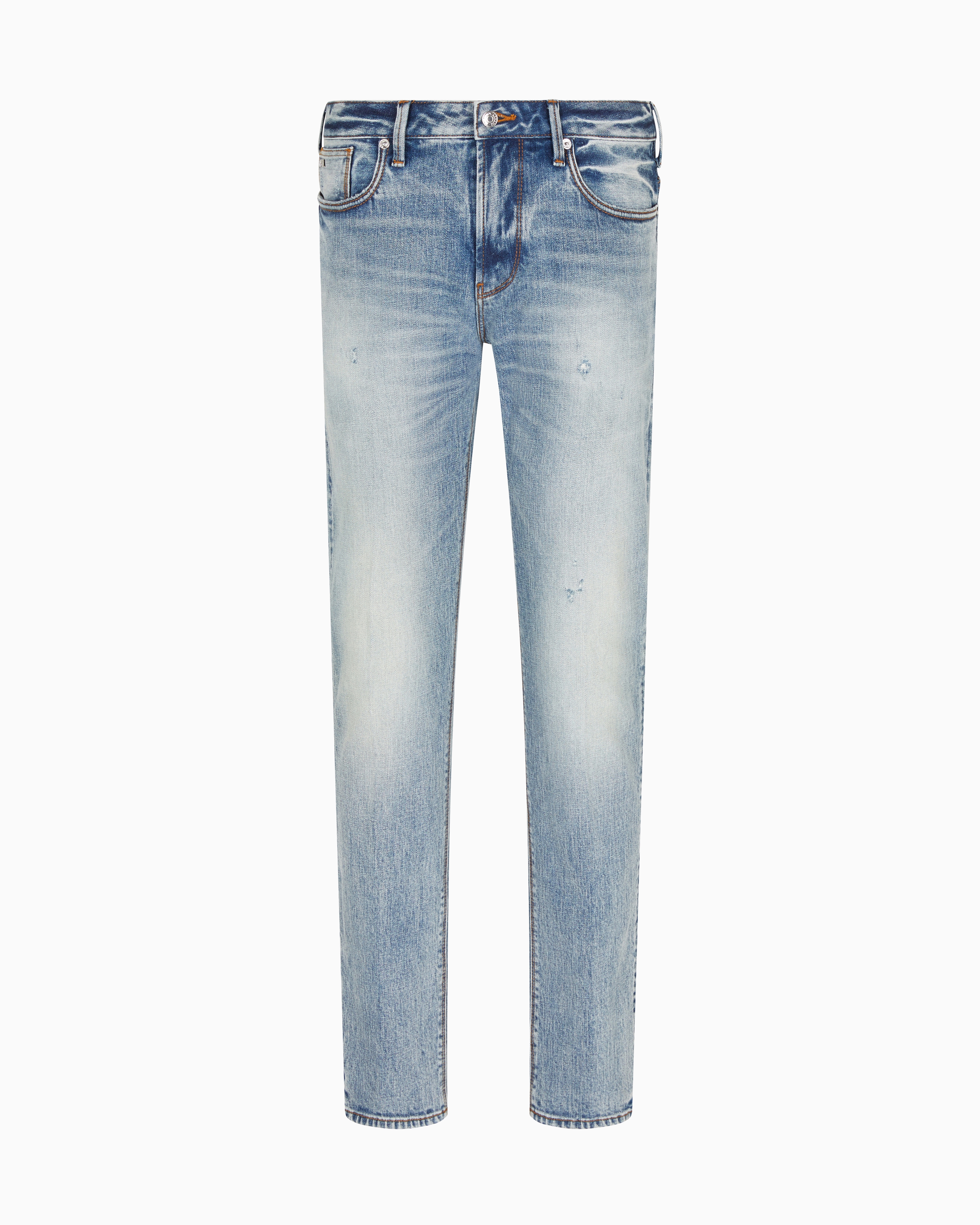 Emporio Armani - ASV J06 slim-fit jeans bleached stretch denim, Man, Blue, Size: