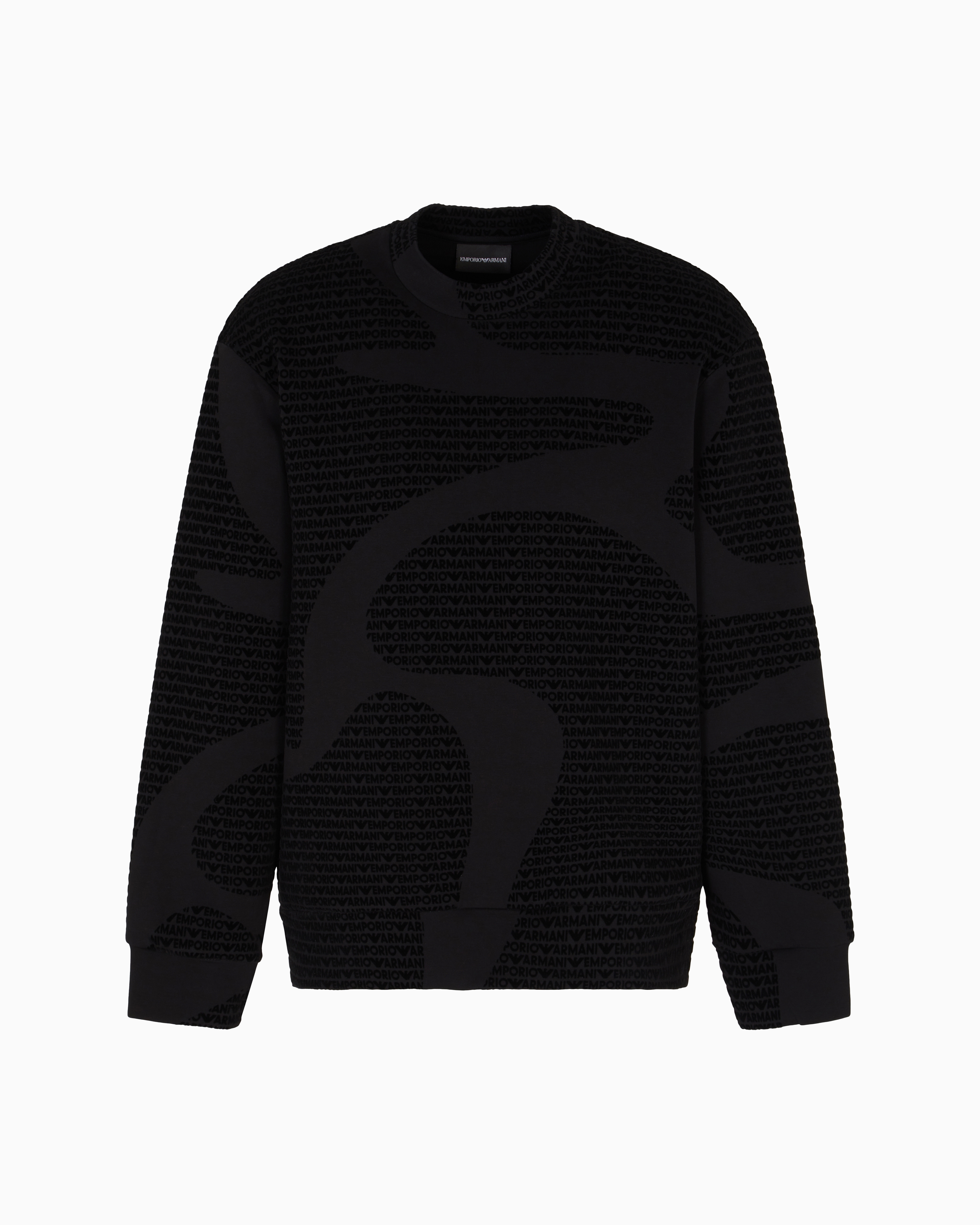EMPORIO ARMANI 黒 スウェット ASV スウェットシャツ リヨセル混紡ジャージー オールオーバー