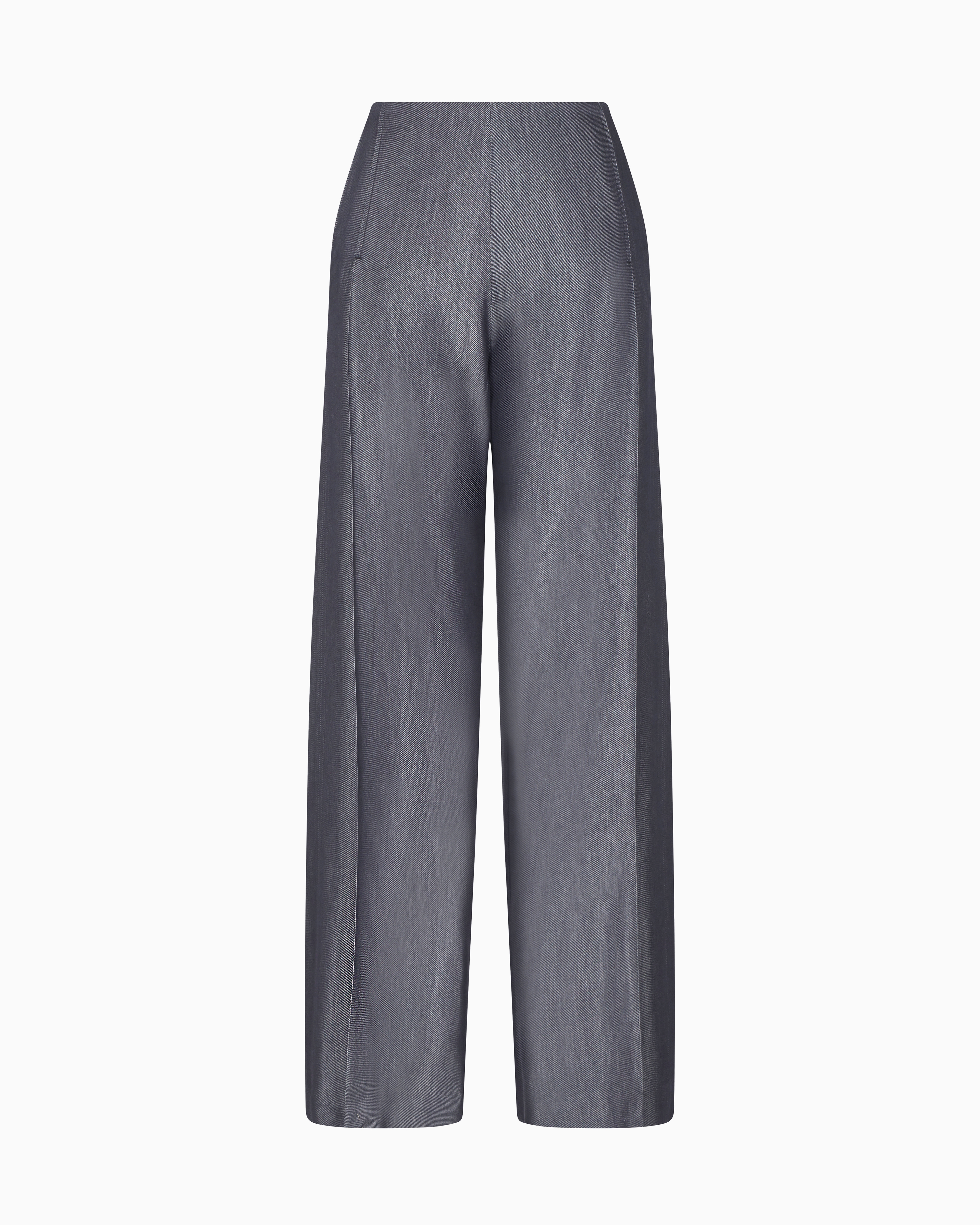 Emporio Armani Polygon Capsule Collection Yarn-dyed Gabardine Trousers In Gray