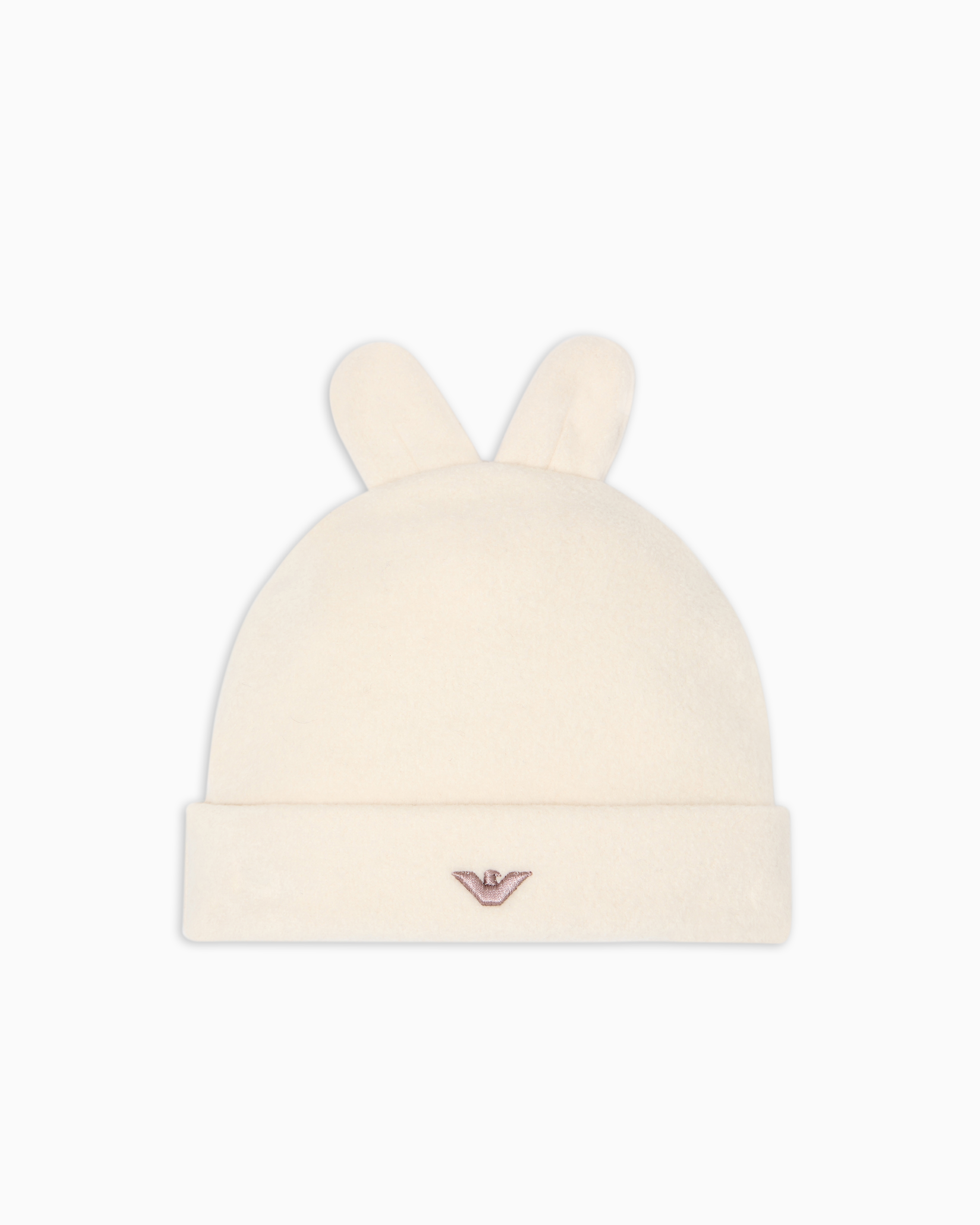 Emporio Armani - Soft bear fabric beanie with ears, Unisex Junior, Beige, Size: