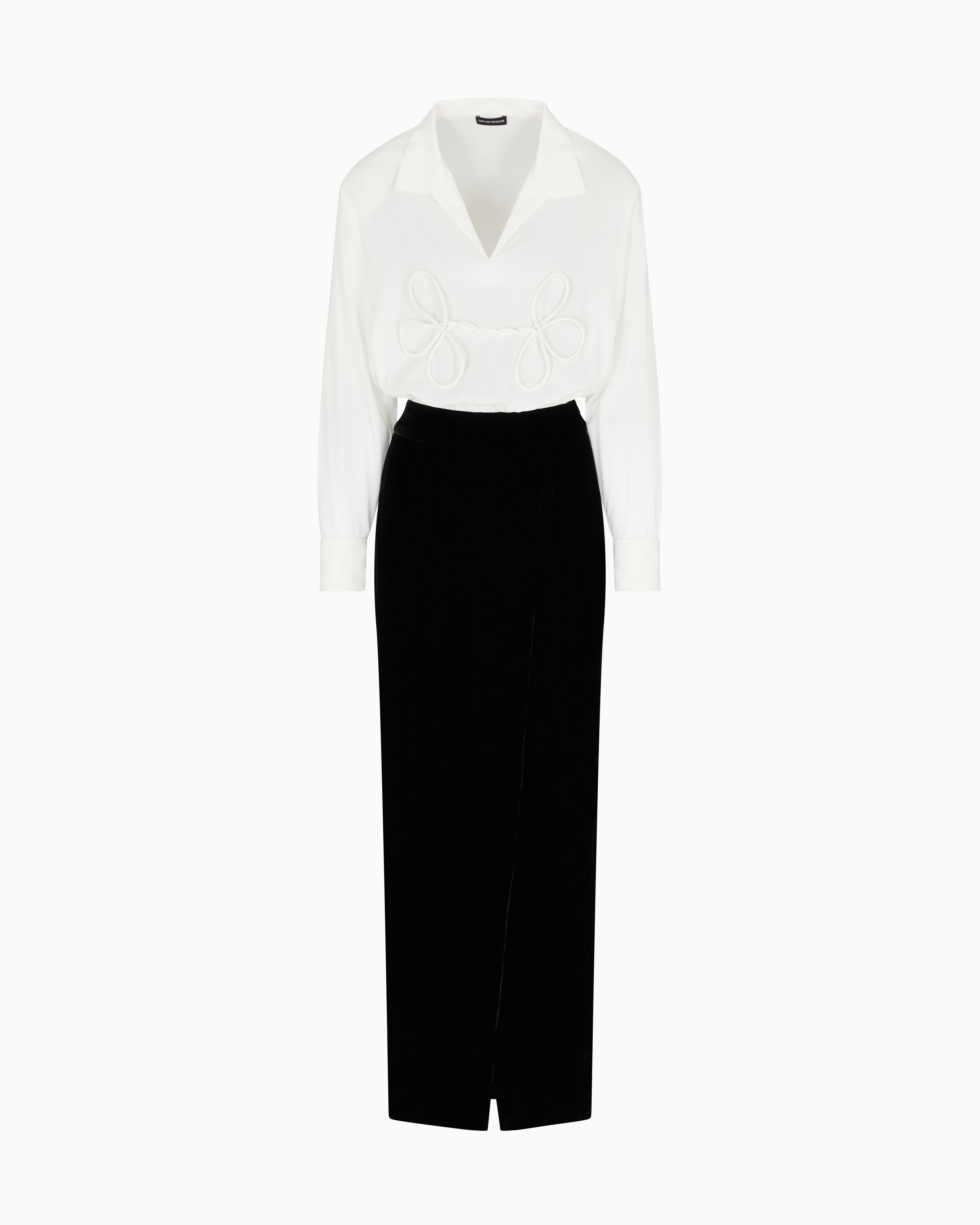 Emporio Armani - ASV Jeu de Cartes velvet dress with a two-piece effect, Woman, Black, Size: