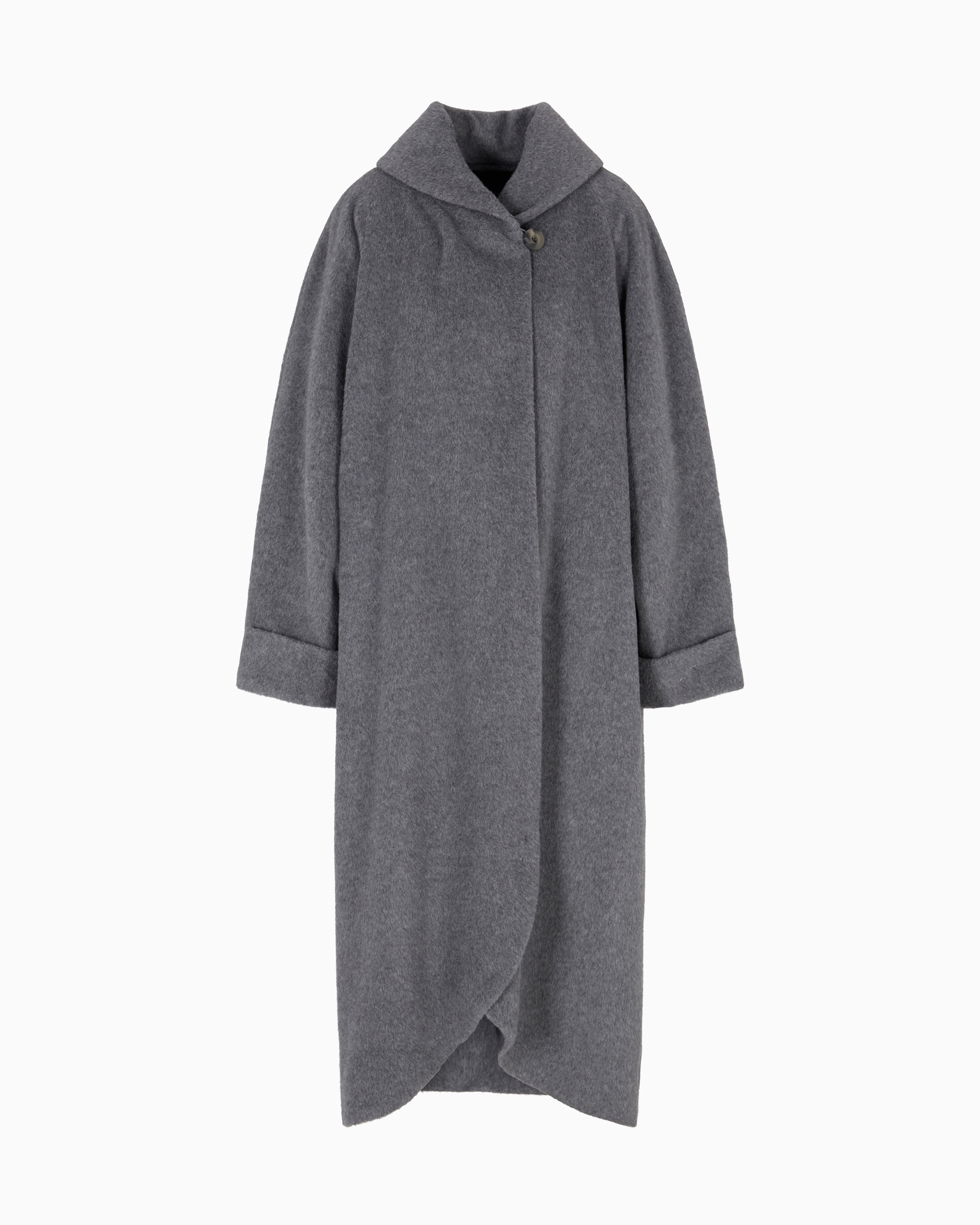 Emporio Armani - Icon alpaca-wool beaver long coat, Woman, Grey, Size:
