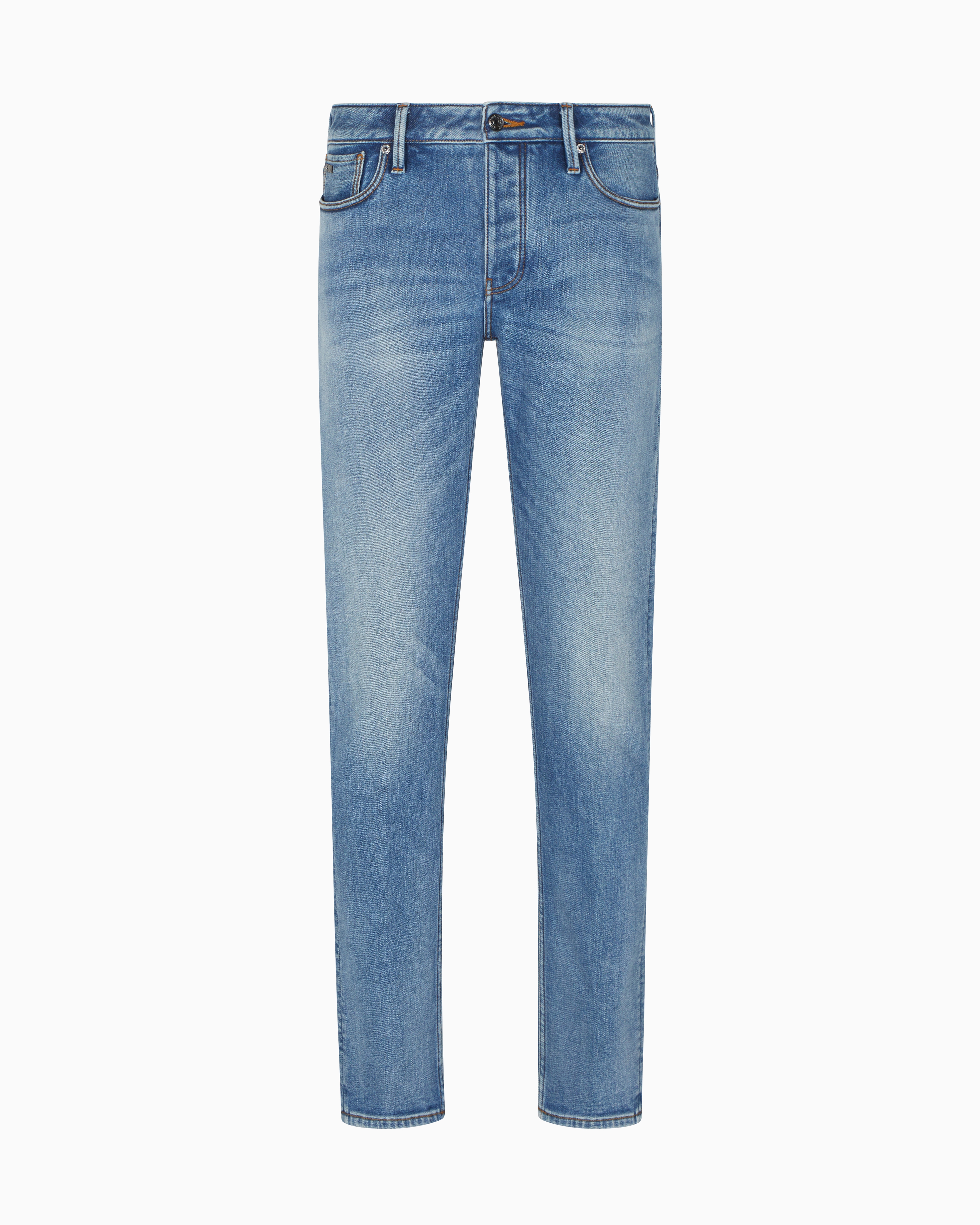 Emporio Armani - ASV J75 slim-fit jeans stone-washed brushed stretch denim, Man, Blue, Size: