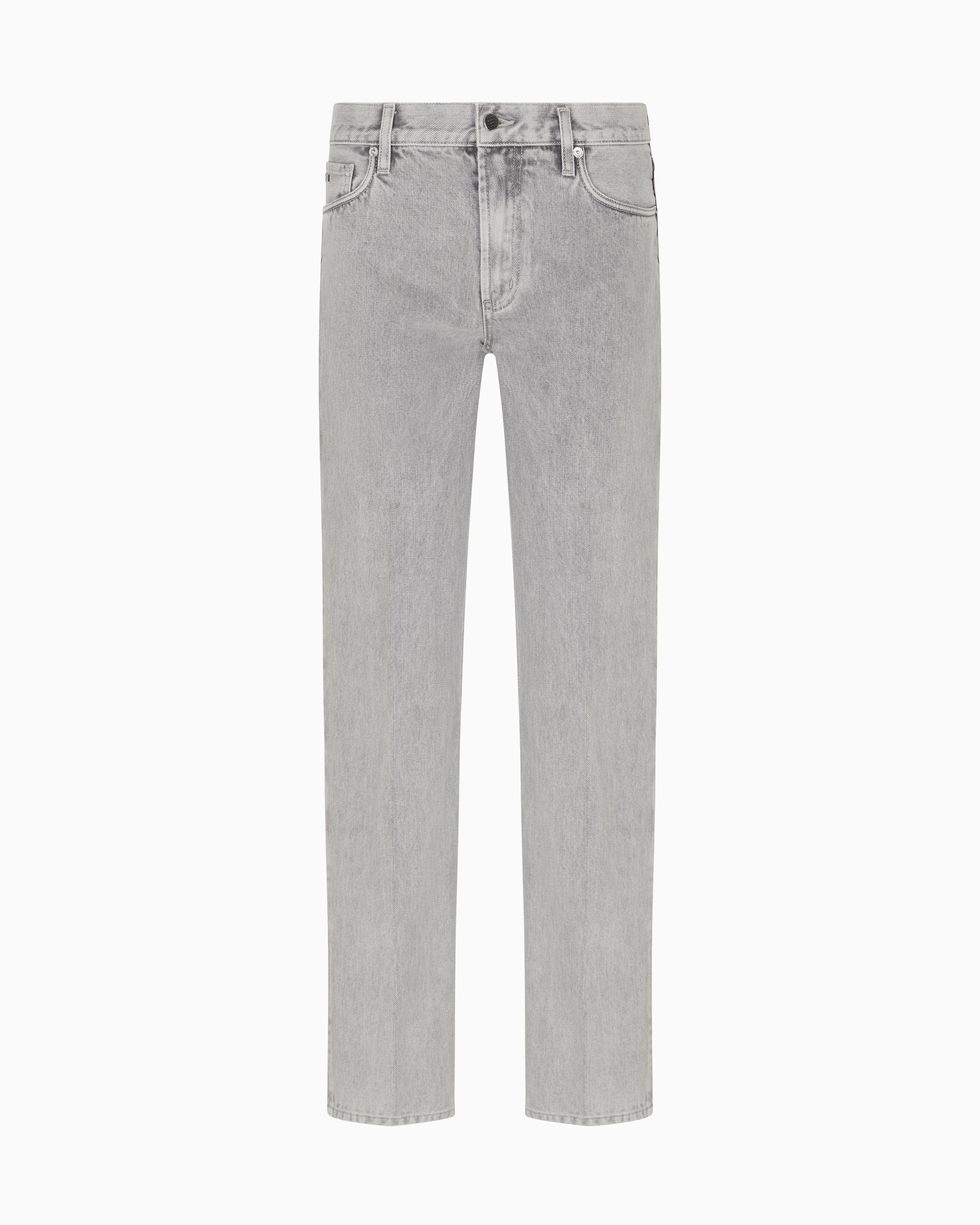 Emporio Armani - ASV J76 straight-fit jeans stone-washed bleached denim, Man, Grey, Size: