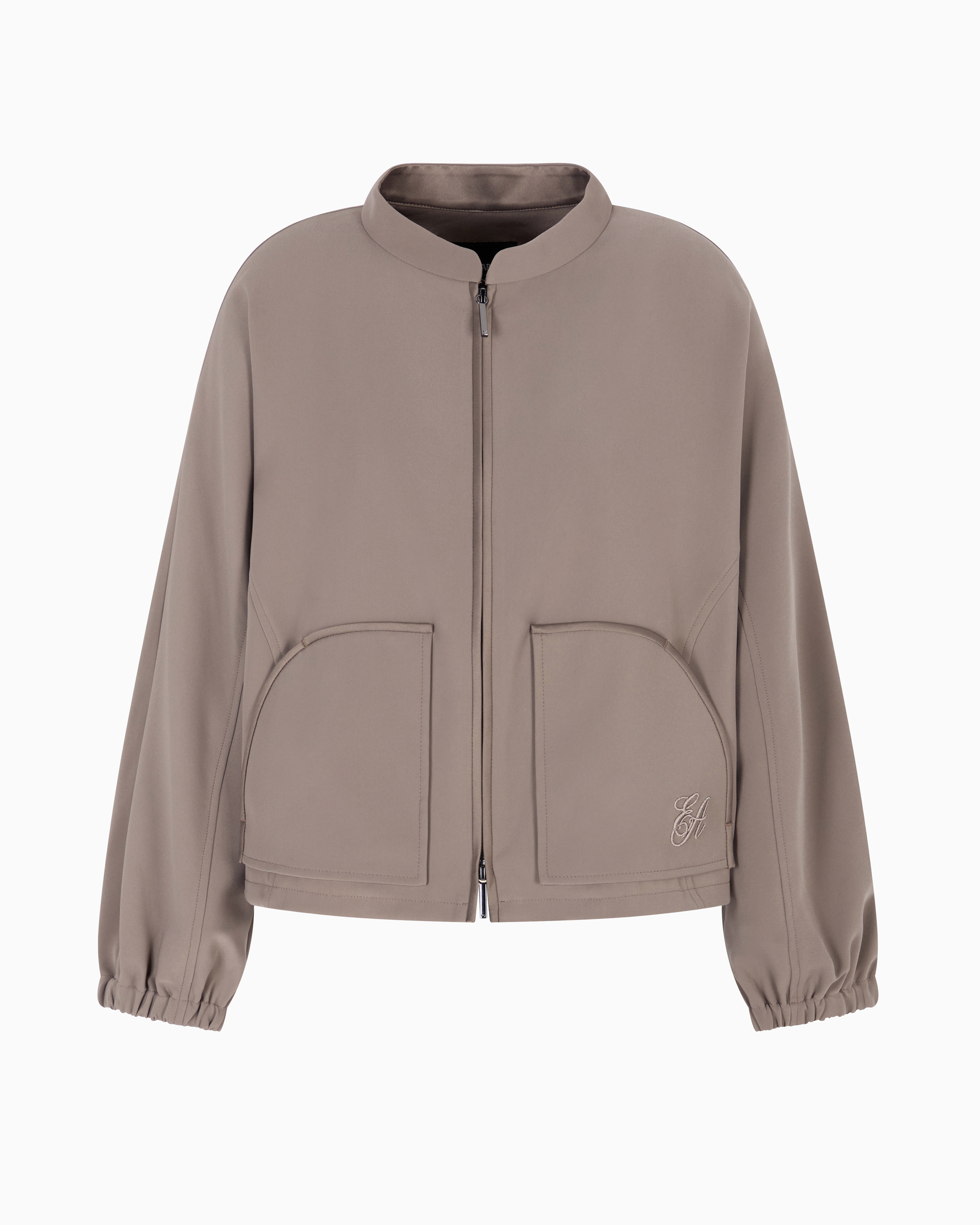 Emporio Armani Jacket With Embroidered Logo In Nude