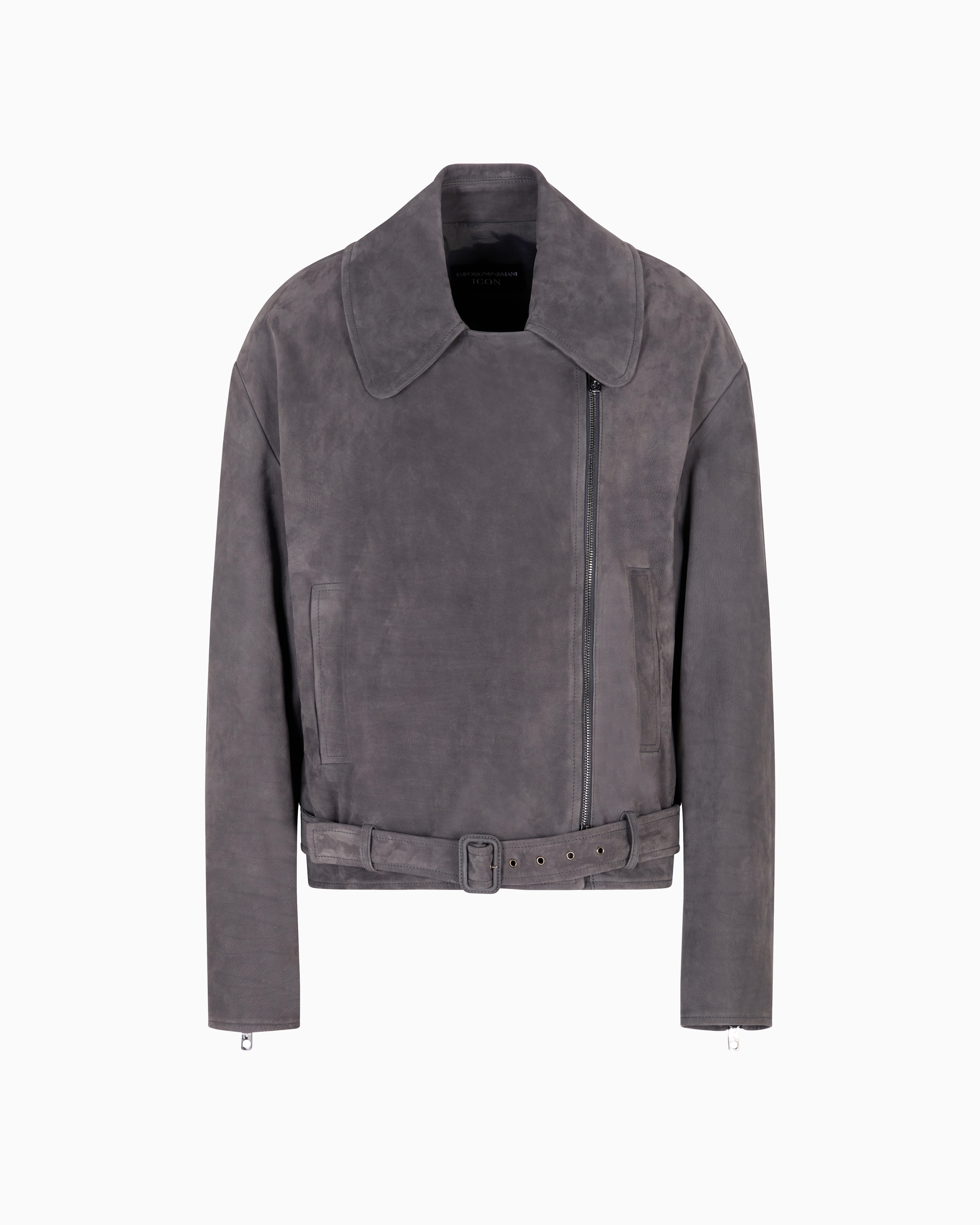 EMPORIO ARMANI SS2004 Suede Biker Jacket Slim Fit Leather Biker Jacket