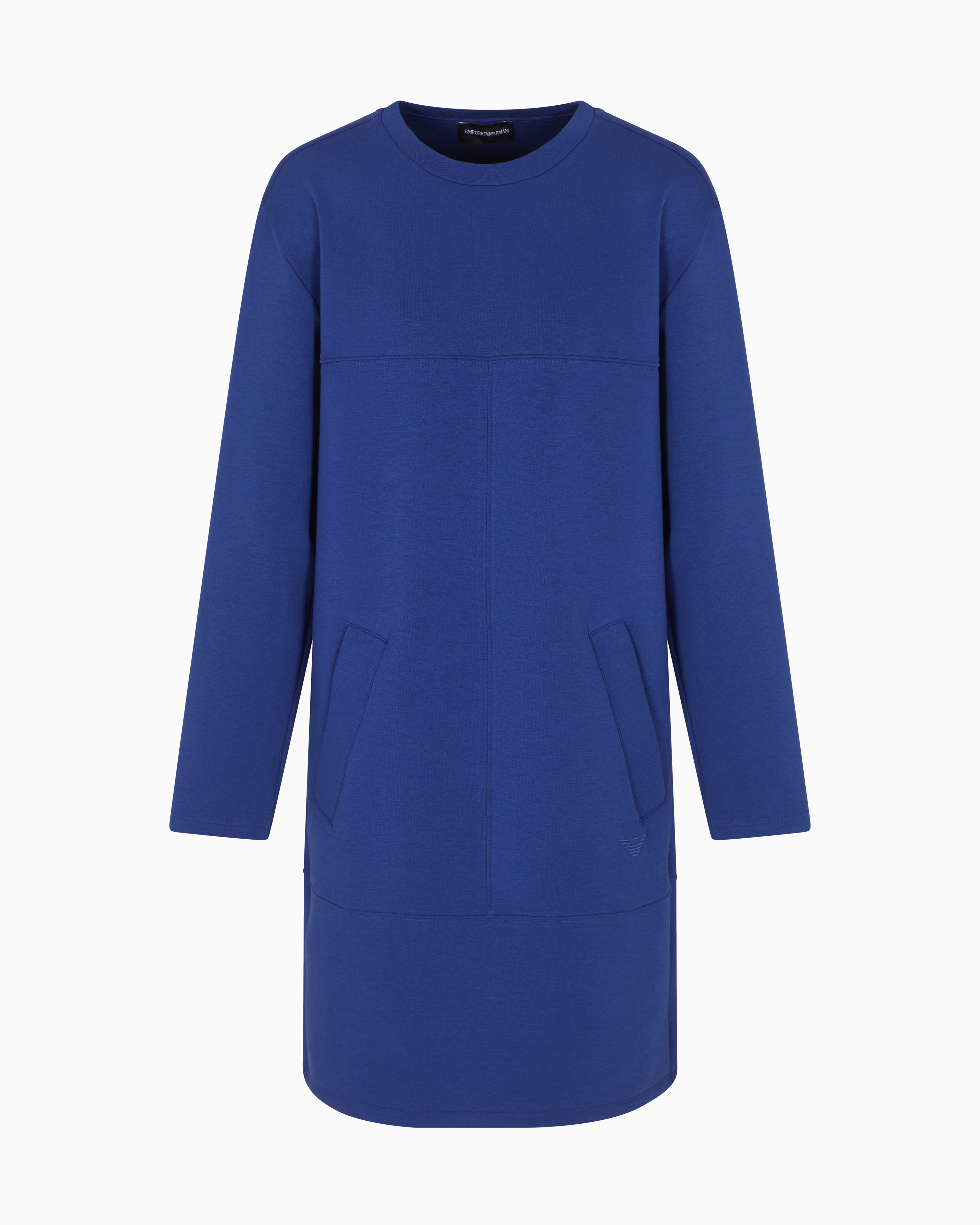 Emporio Armani - Double jersey crew-neck dress, Woman, Blue, Size: