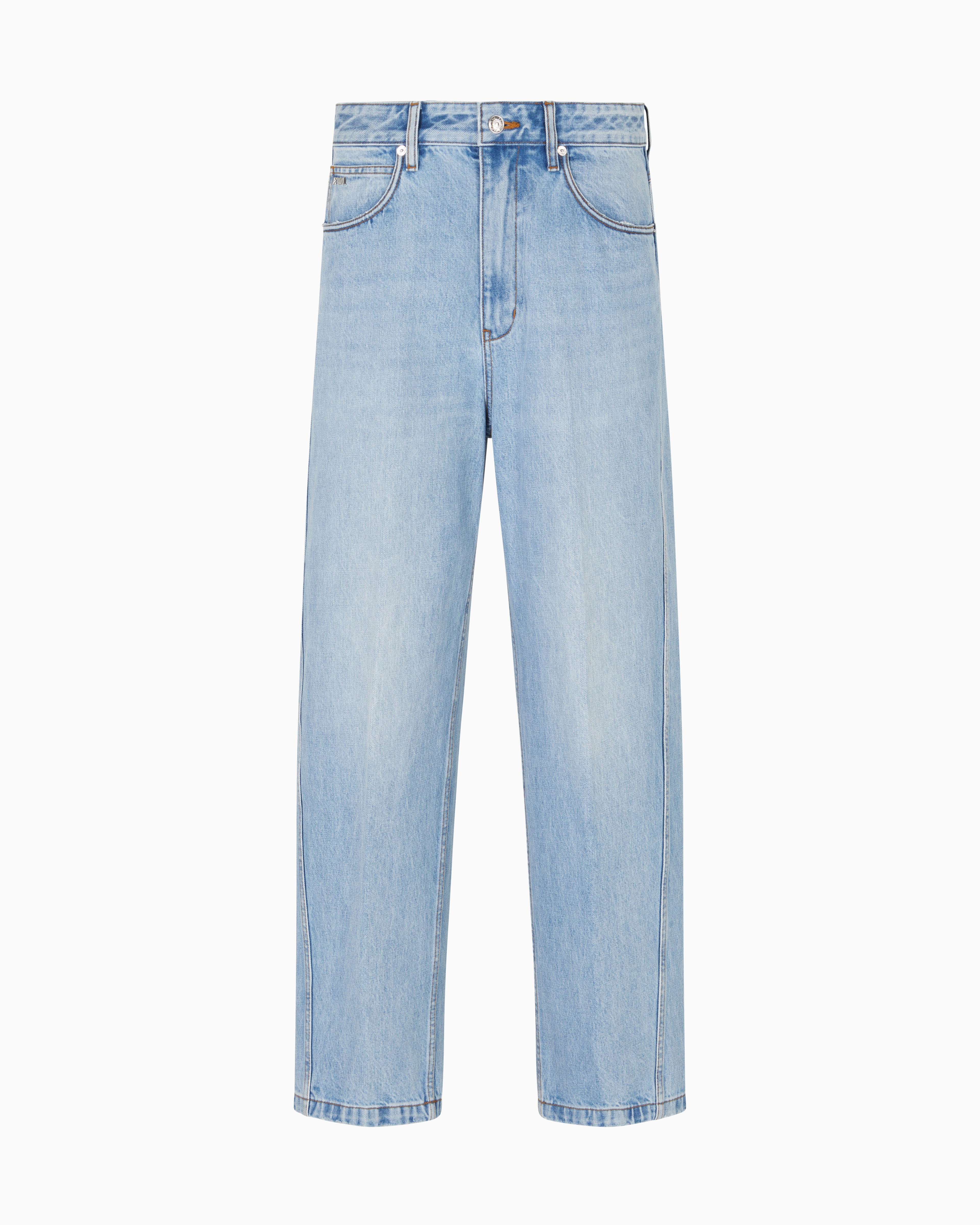 Emporio Armani - J80 baggy twist-fit, stone-washed denim jeans, Man, Blue, Size: