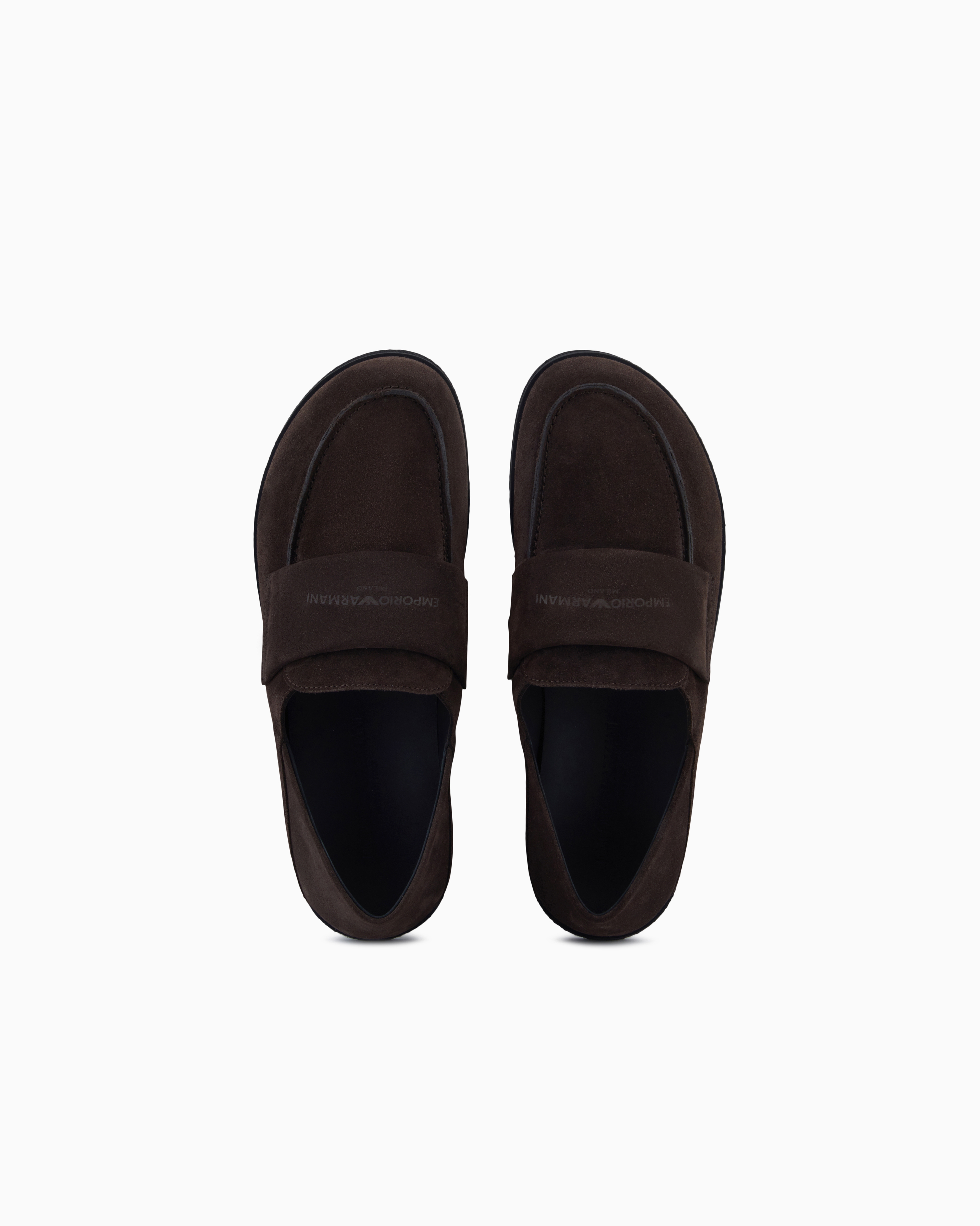 Emporio Armani Mocassins En Cuir Suédé In Black