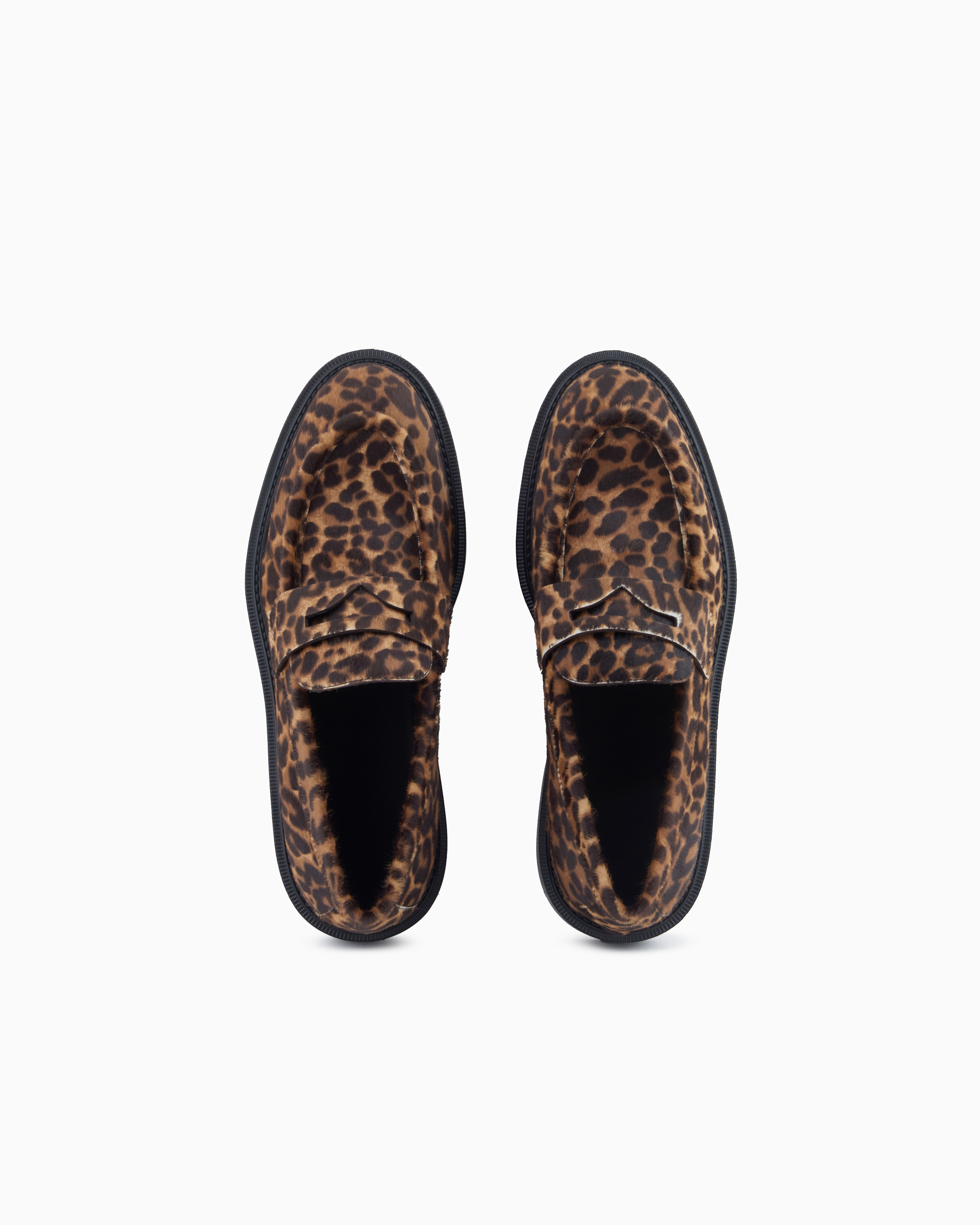 Emporio Armani Mocassins En Cuir Effet Poulain Tacheté In Multi