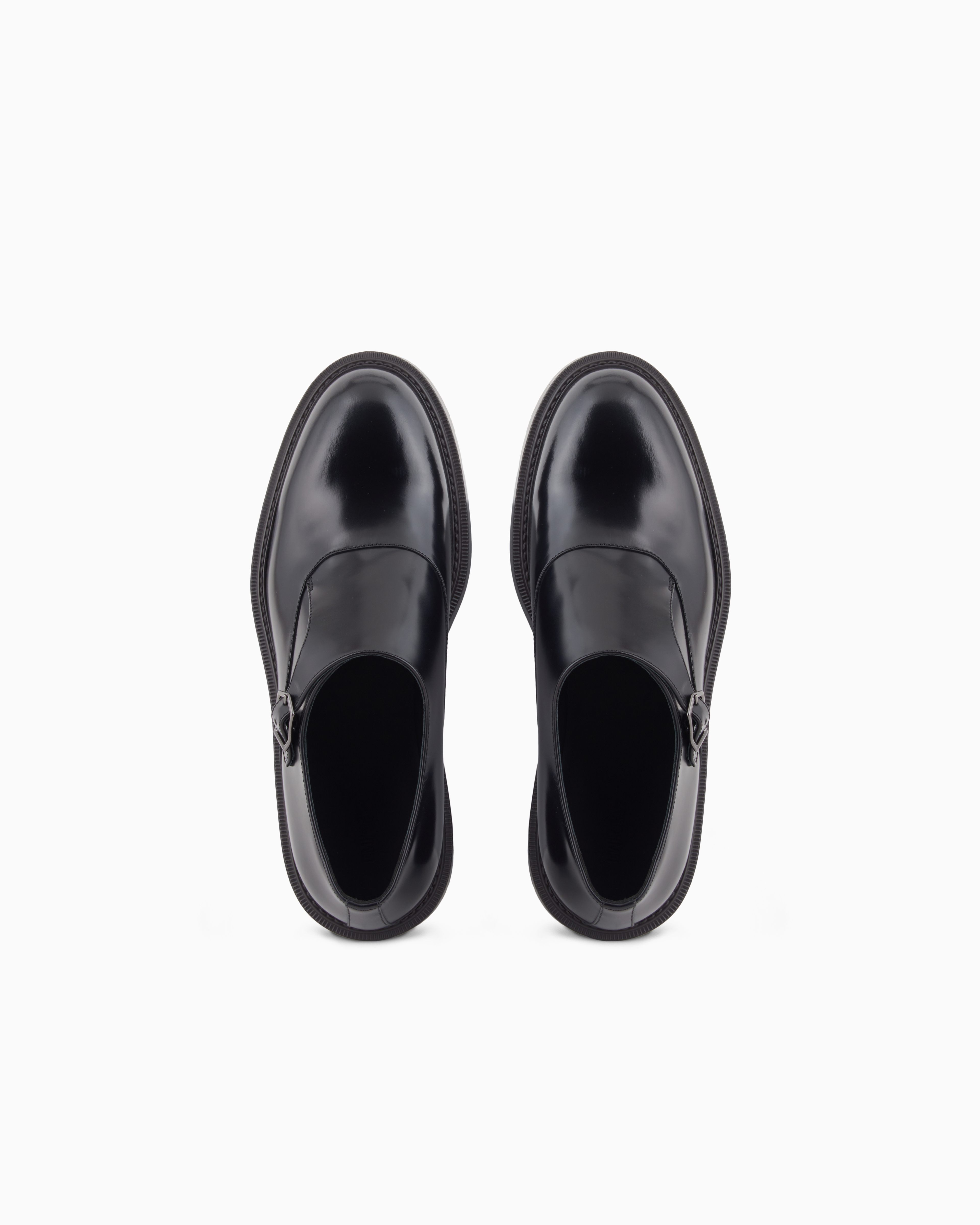 Emporio Armani Monk Shoes With Buckle And Block Heel In Black