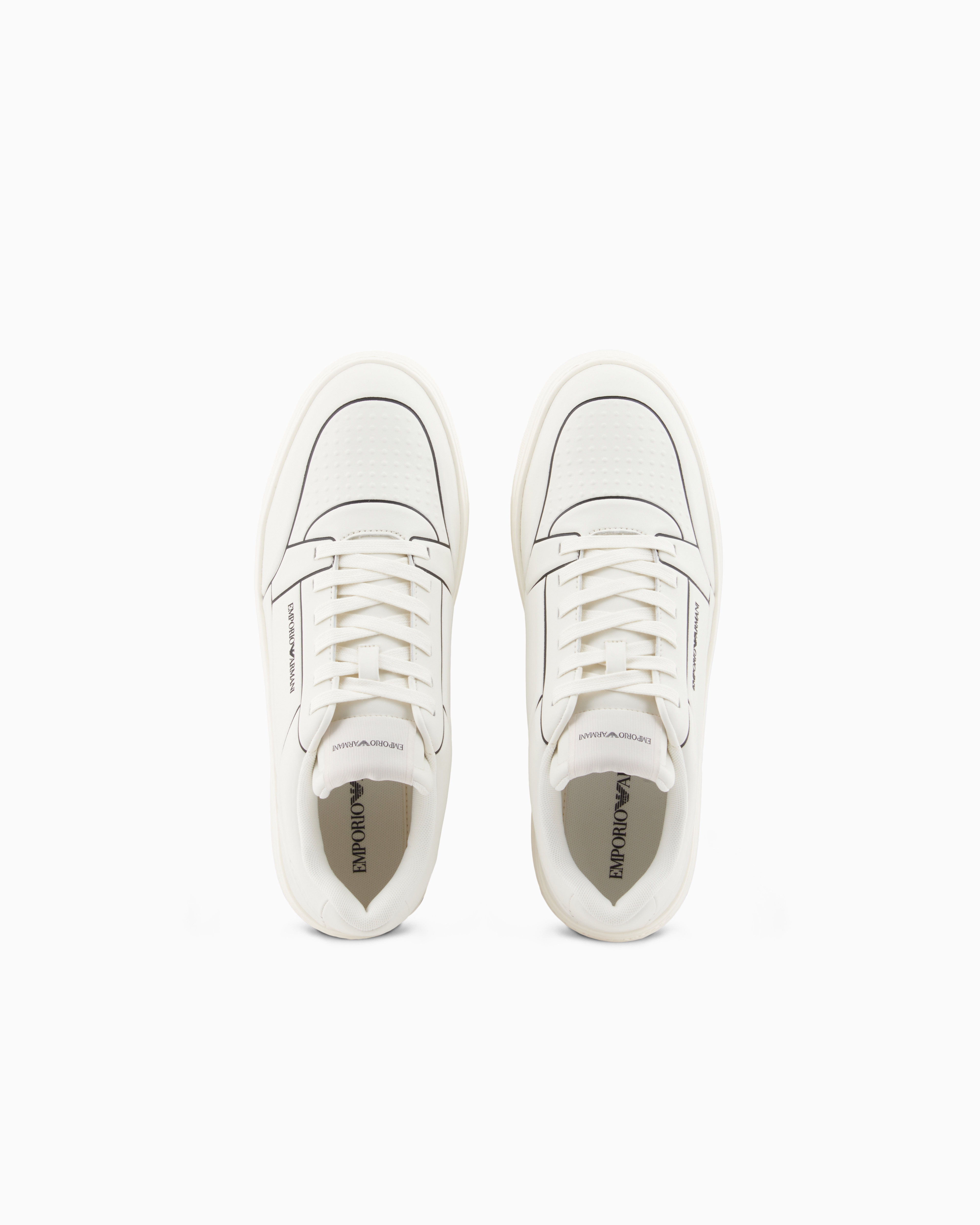 Emporio Armani Leather Sneakers With An Embossed Print In Multi