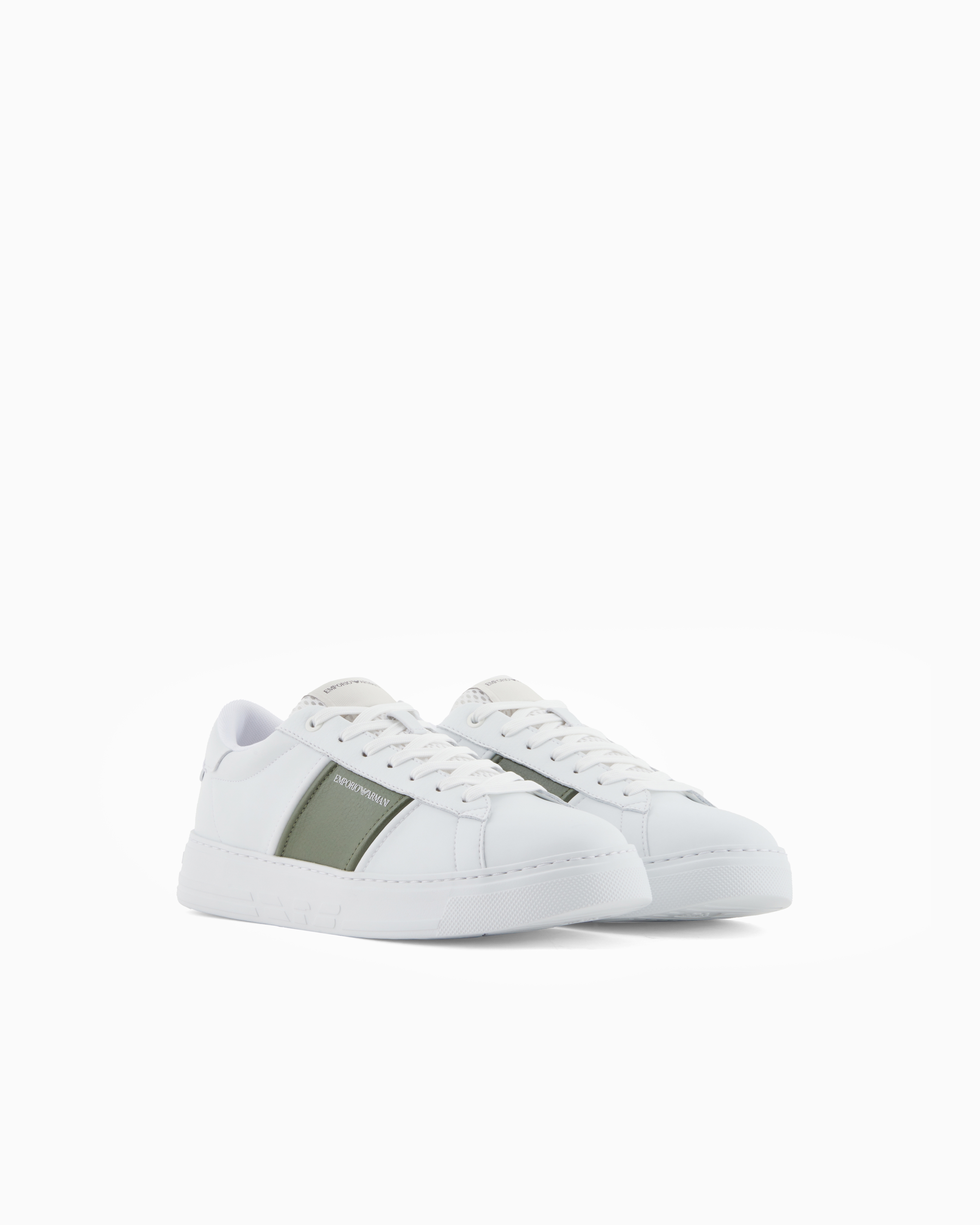 スニーカー レザー コントラストストライプ | Emporio Armani