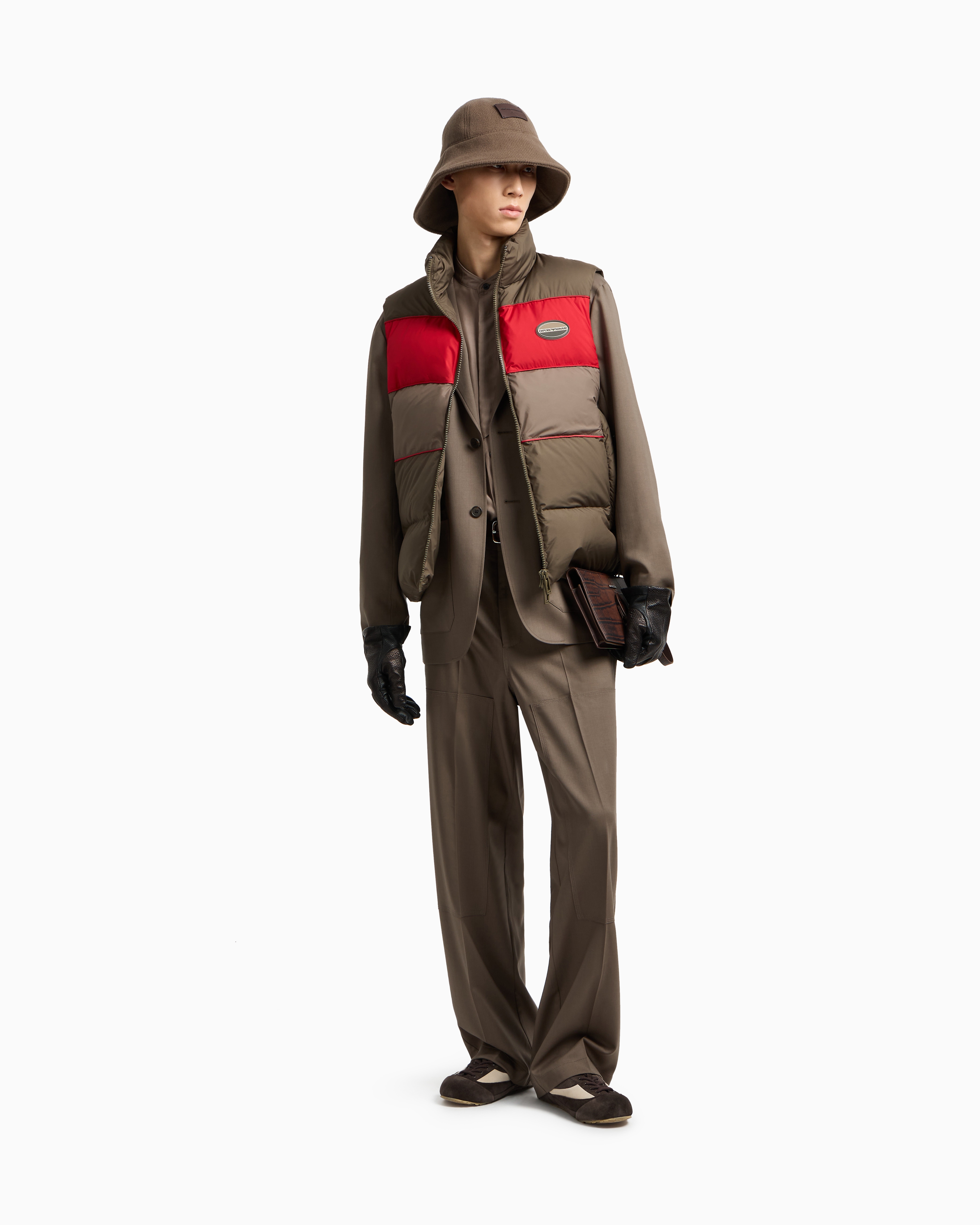 Emporio Armani - Virgin-wool twill single-breasted blazer, Man, Beige, Size: