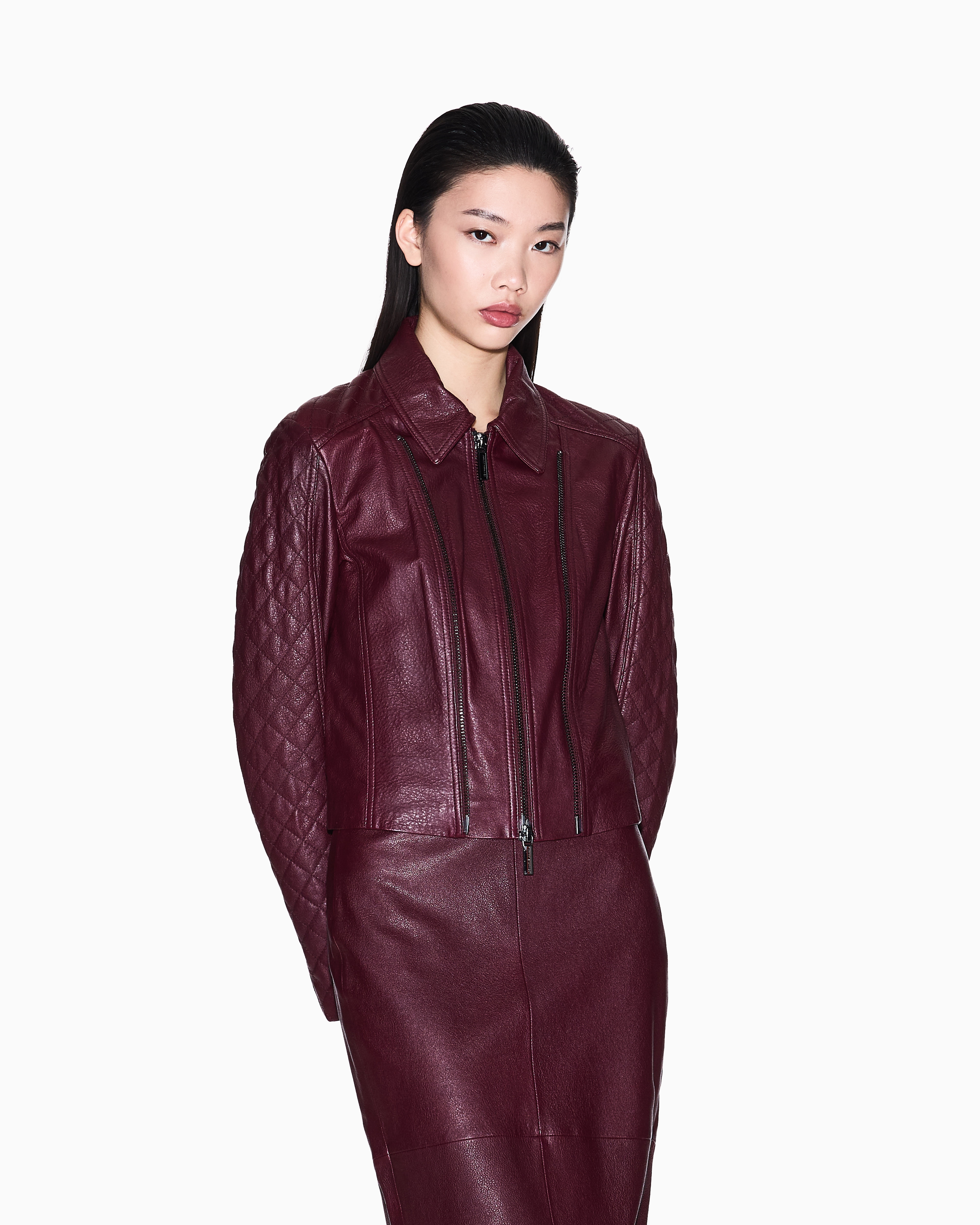 Armani Exchange Leather Jackets In Red