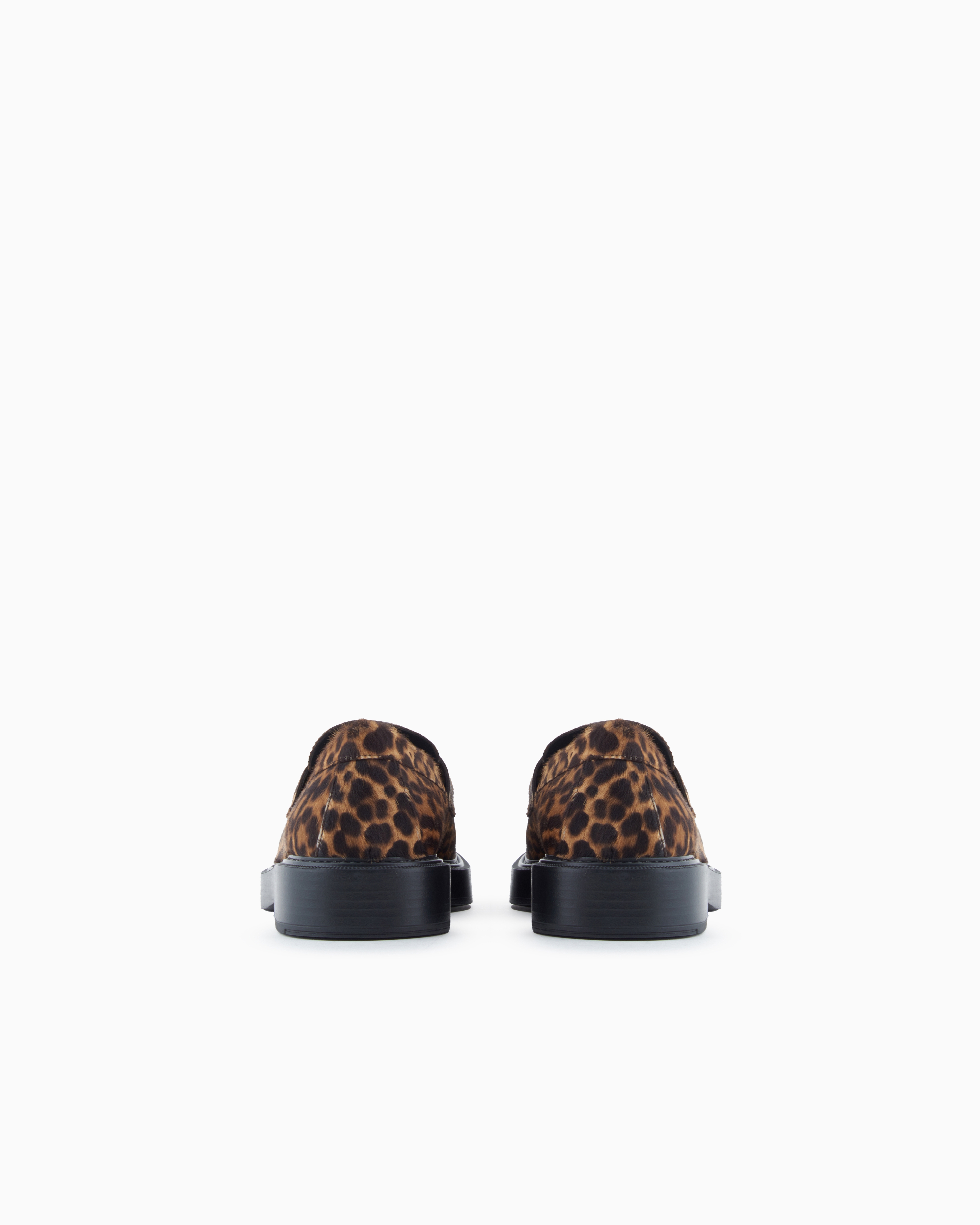 Emporio Armani Mocassins En Cuir Effet Poulain Tacheté In Multi