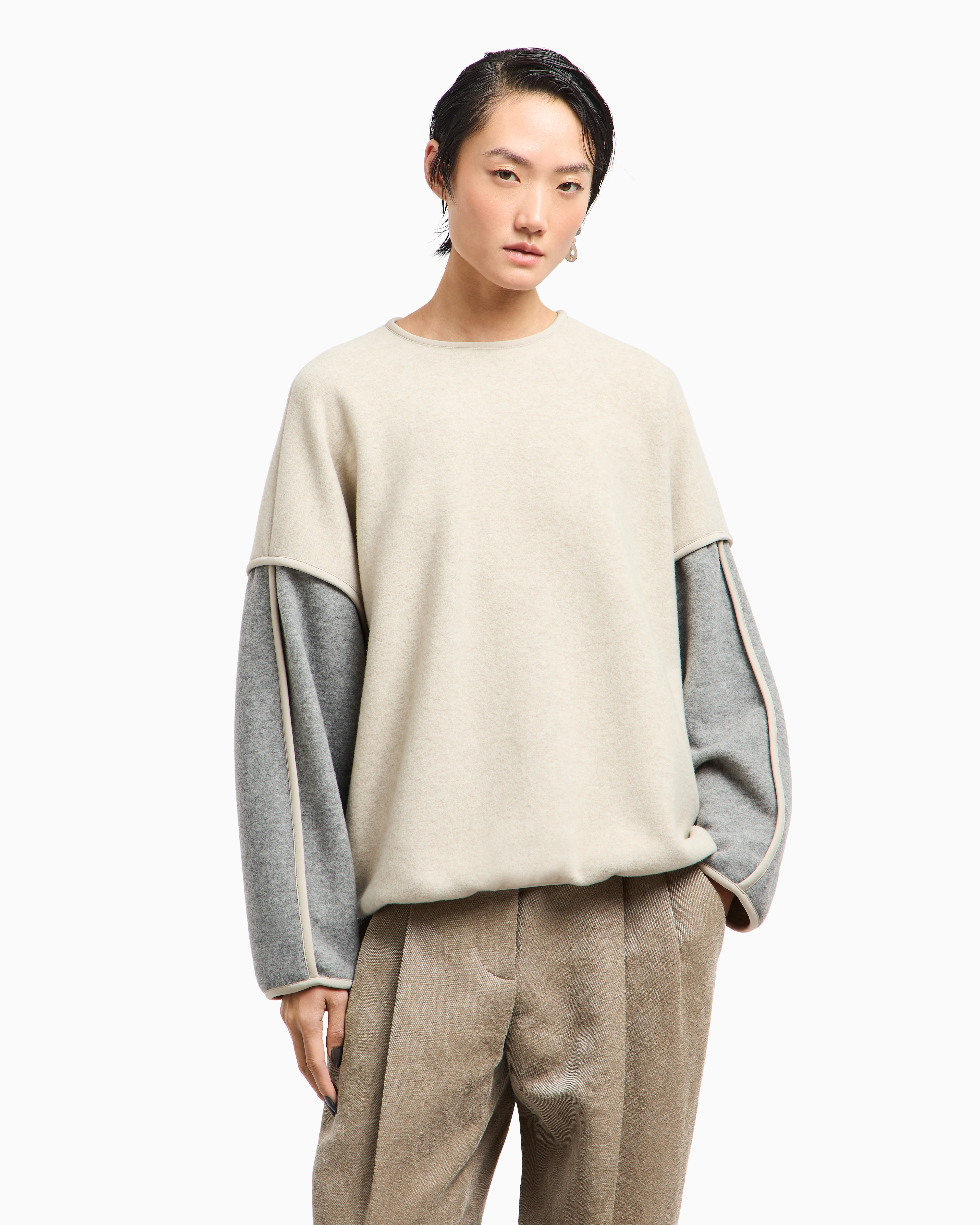 Giorgio Armani Virgin Wool And Cashmere Jersey Sweatshirt In Multi