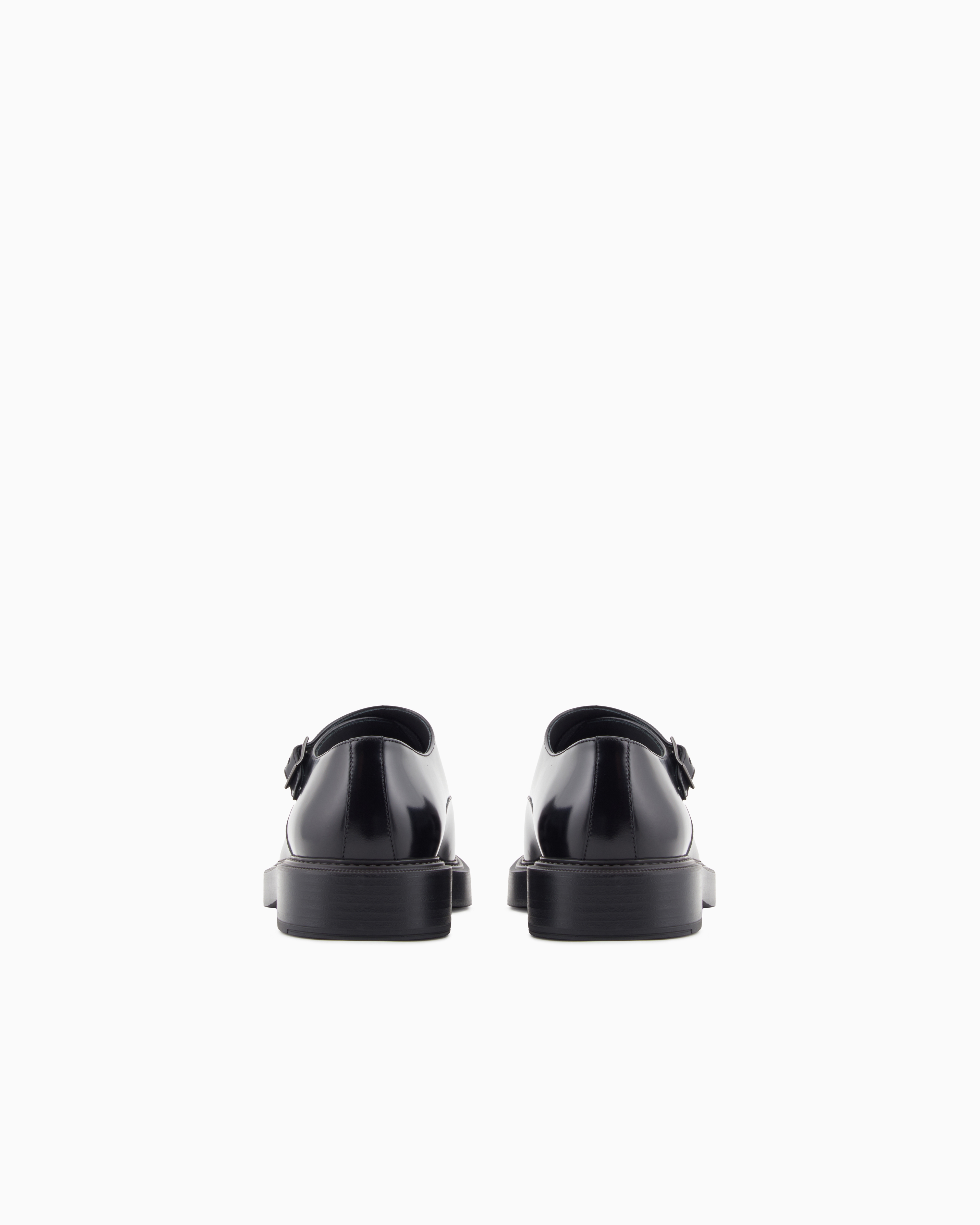 Emporio Armani Monk Shoes With Buckle And Block Heel In Black