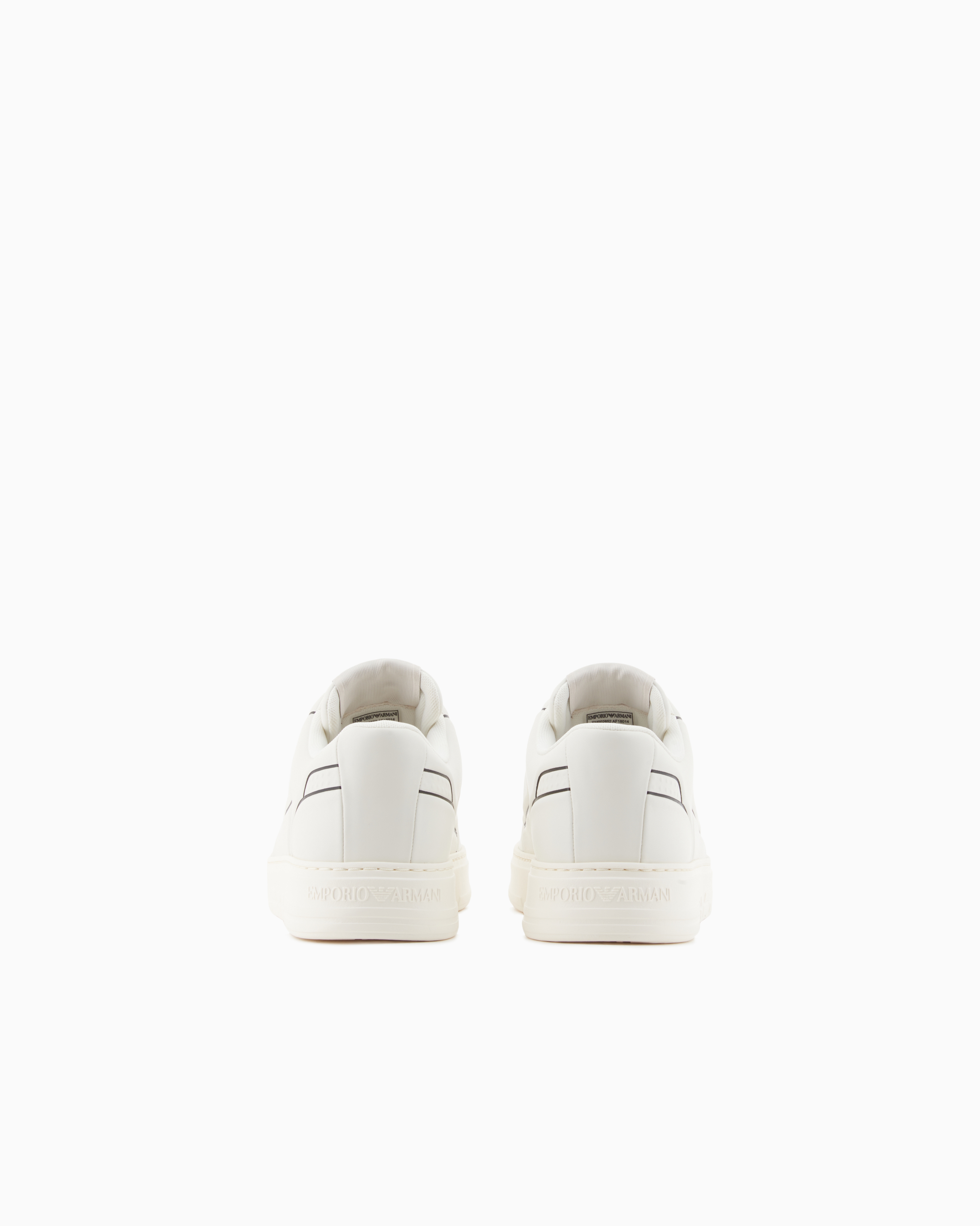 Emporio Armani Leather Sneakers With An Embossed Print In Multi