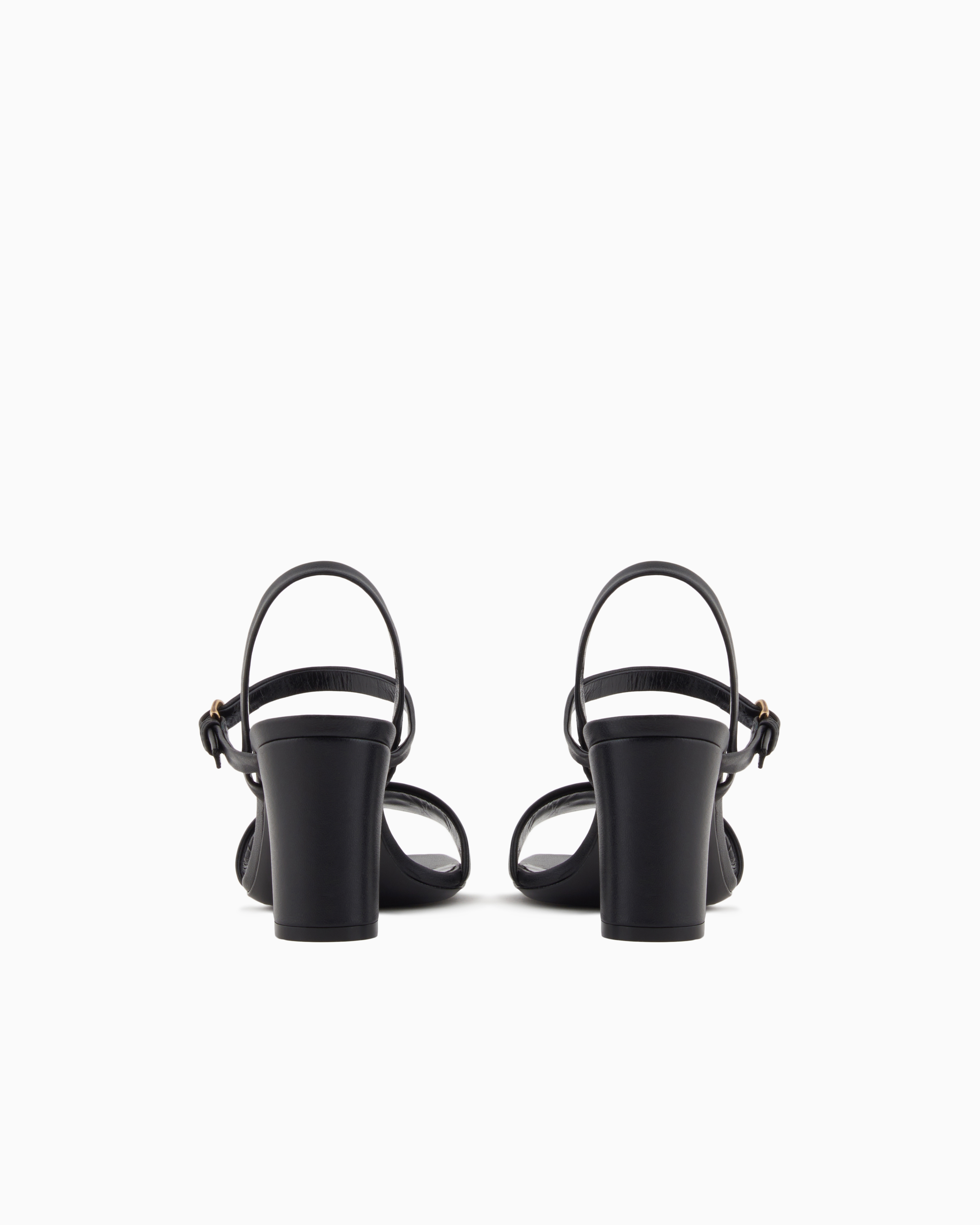 Emporio Armani Nappa-leather Heeled Sandals With Eagle Plate