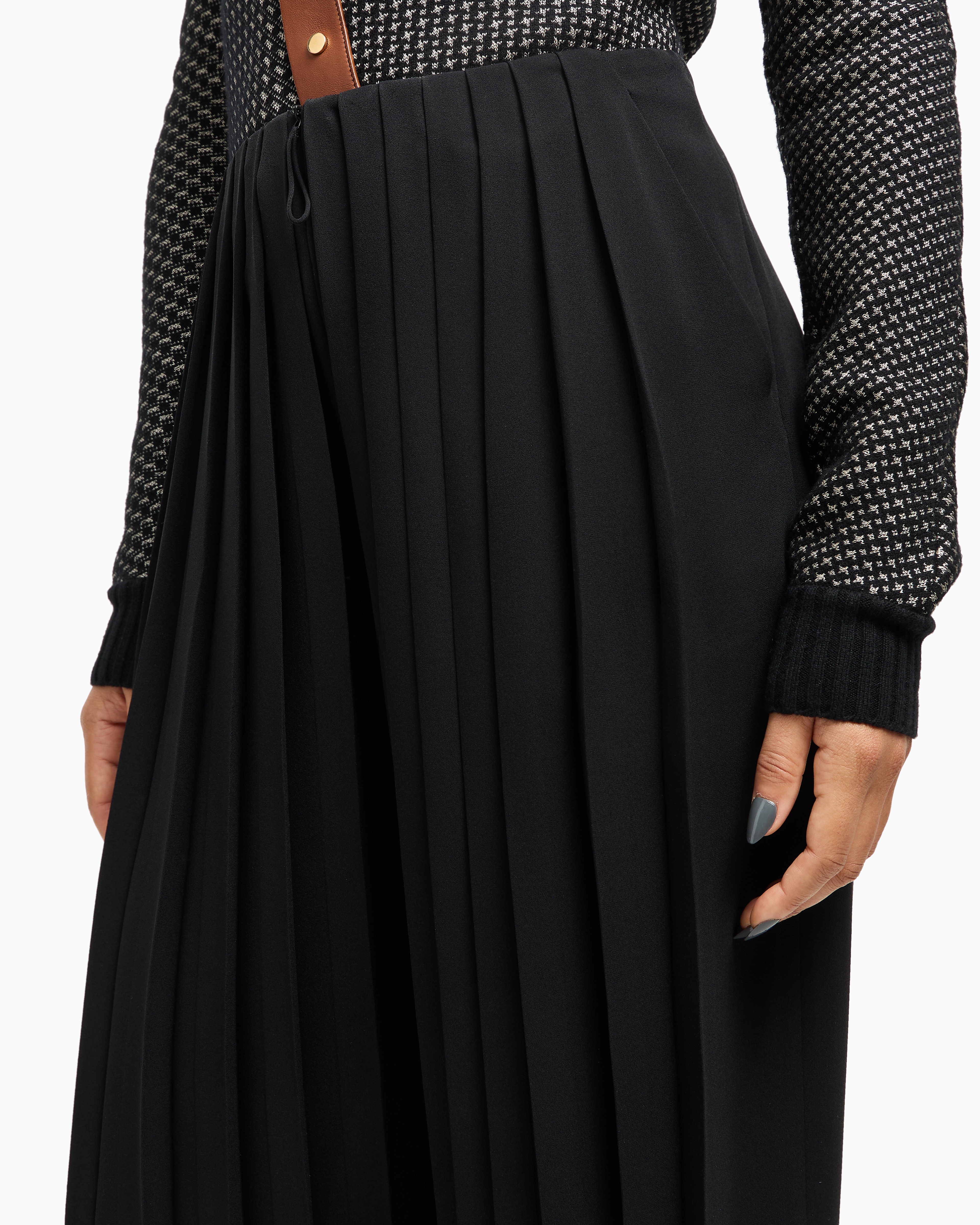Giorgio Armani Asv Pleated Triple Silk Georgette Trousers In Black