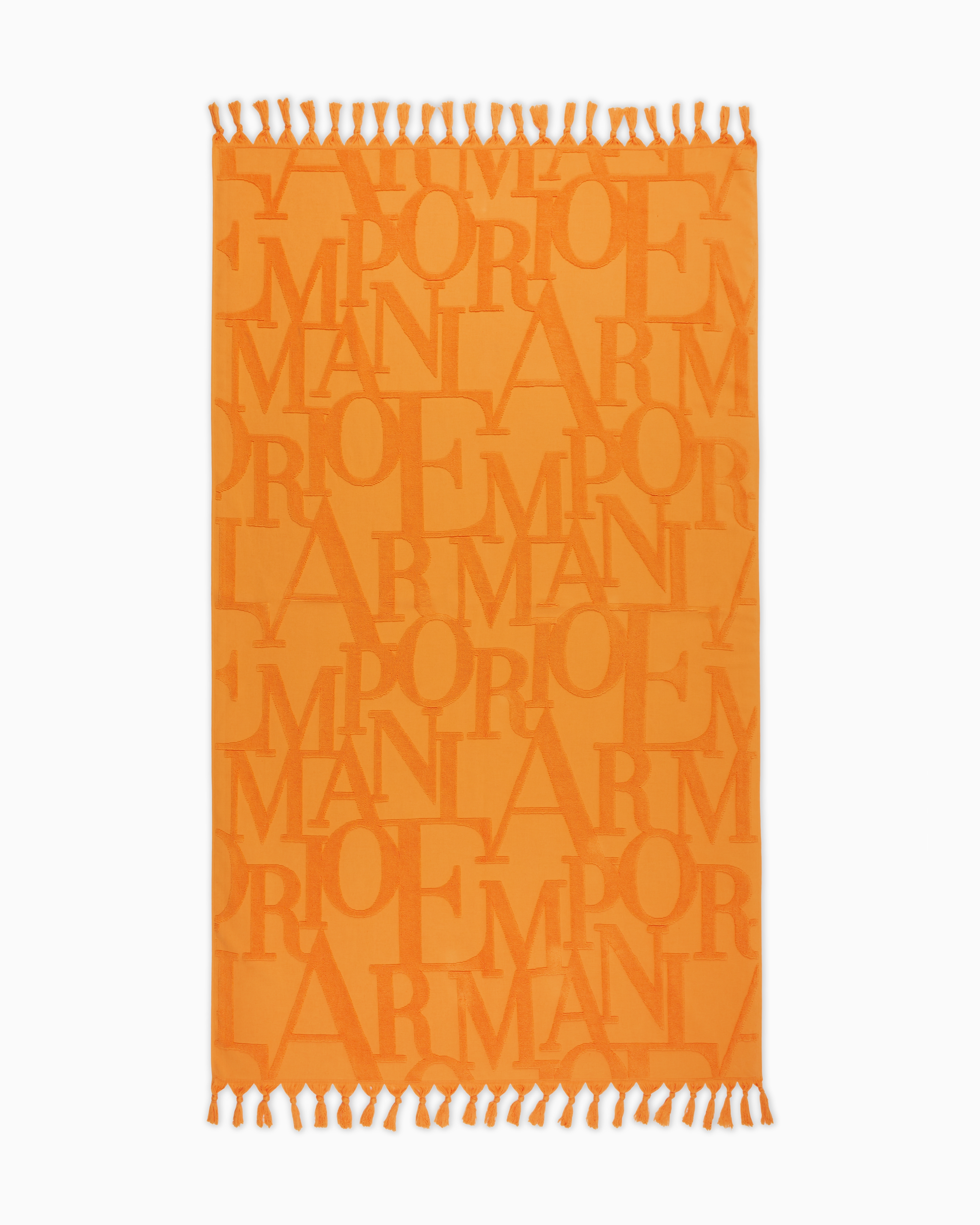 Emporio Armani - Terry beach towel with 3D bold logo, Unisex, Orange, Size: TU