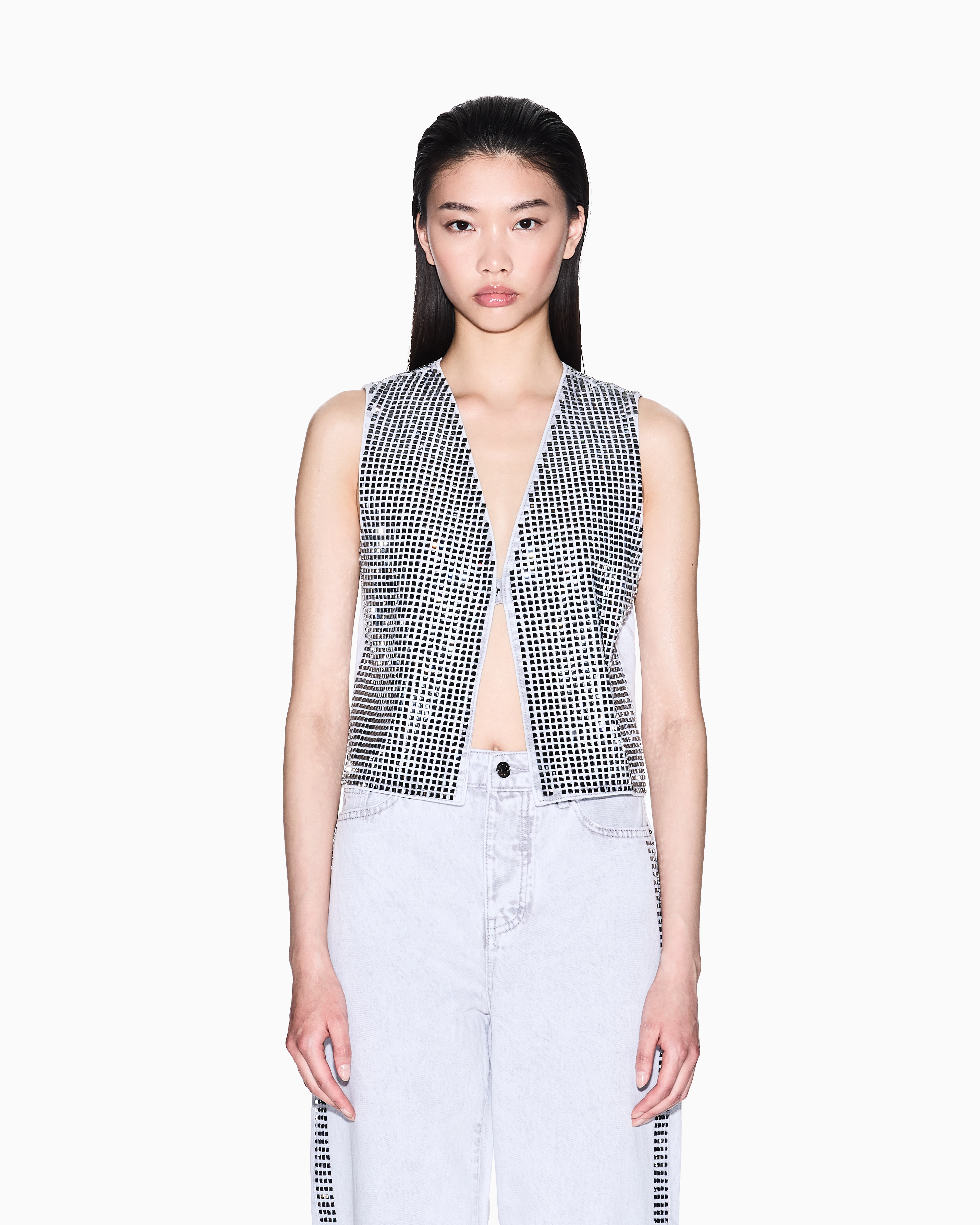 アウターその他 ARMANI EXCHANGE Waistcoat XW001205AF14703 M8090 Studded denim vest | Armani Exchange