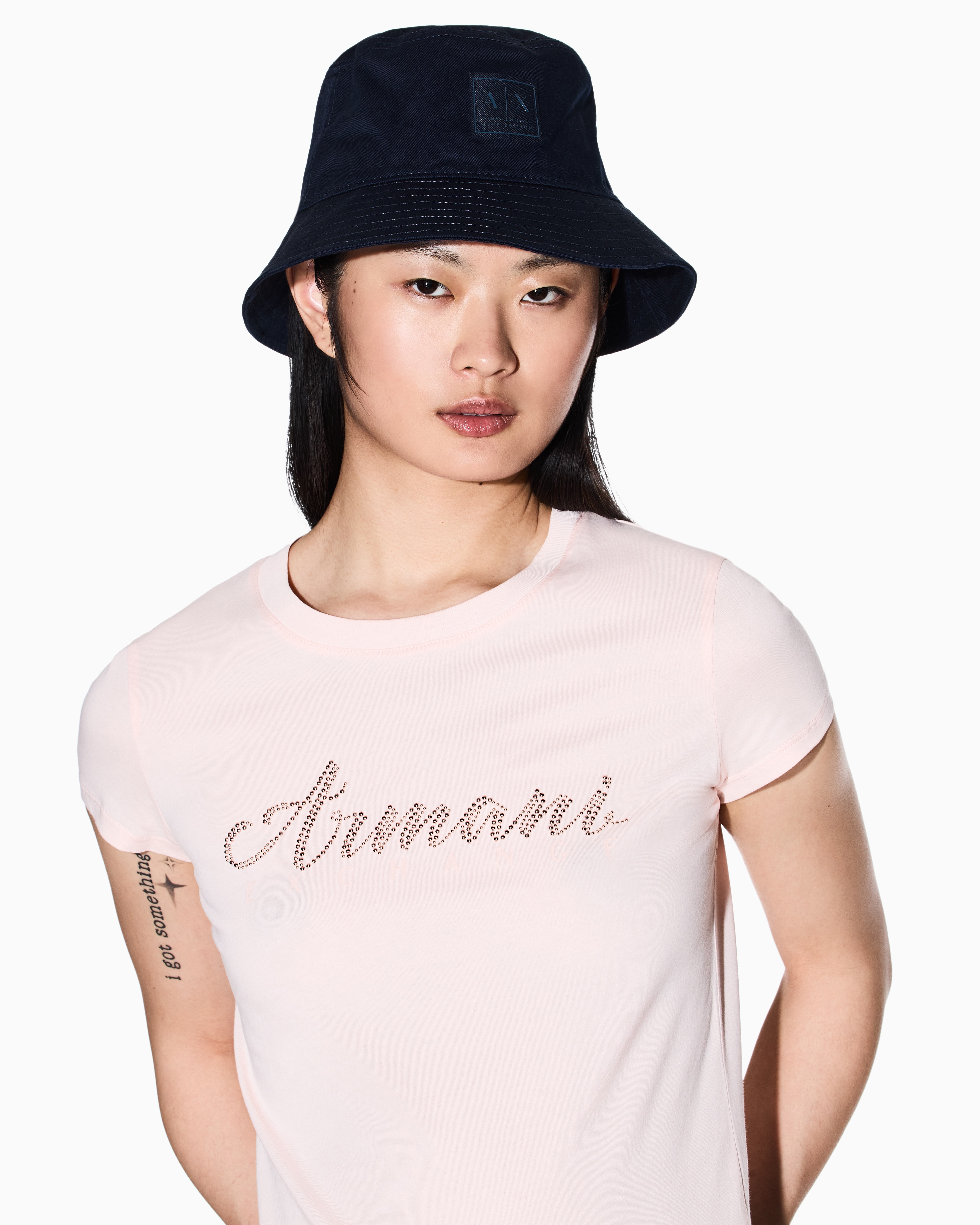 Armani Exchange - Bucket hat with Blue Edition ASV logo, Woman, Navy Blue, Size: XS/S