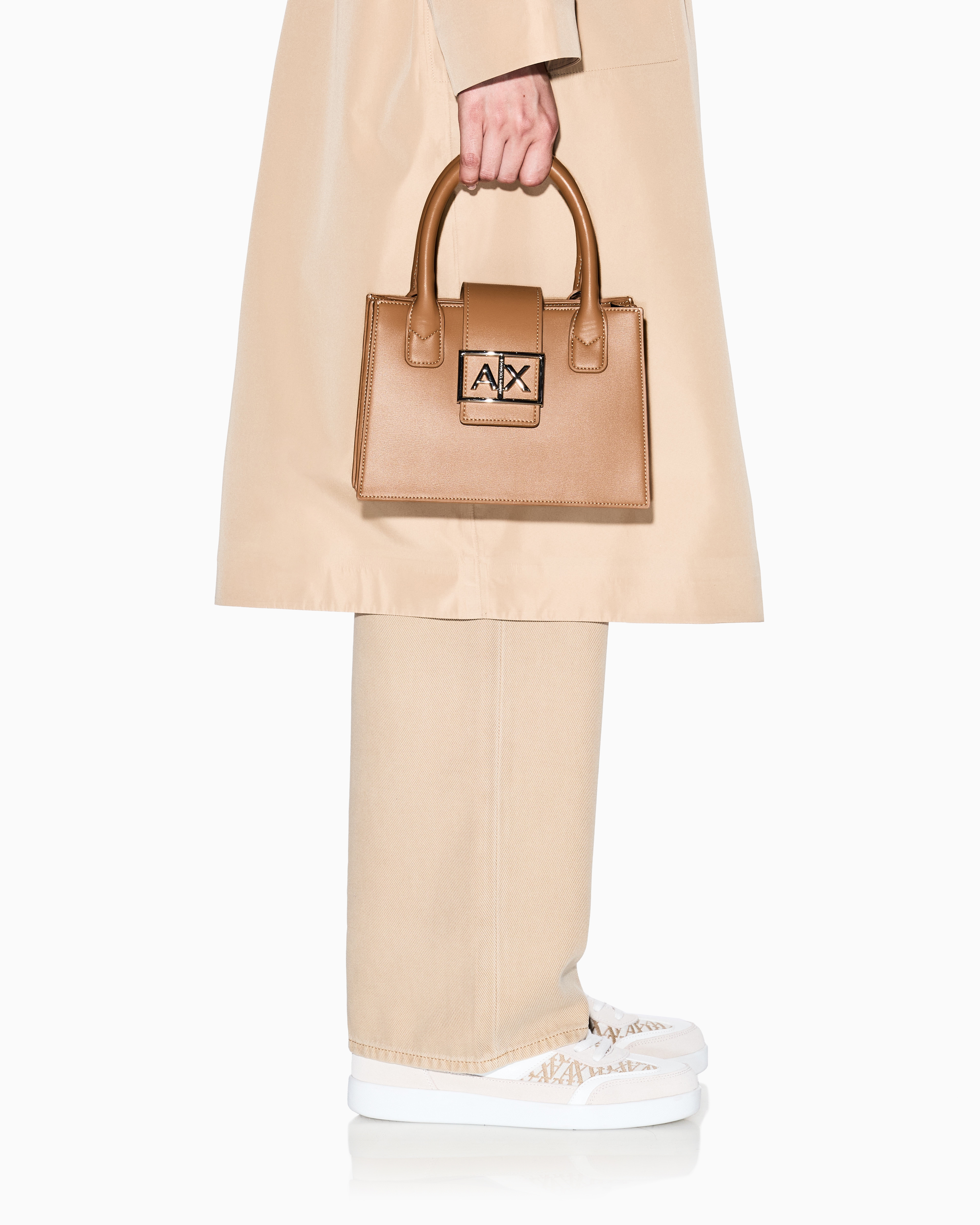 Armani Exchange - ASV Small Trapeze Handbag, Woman, Camel, Size: TU