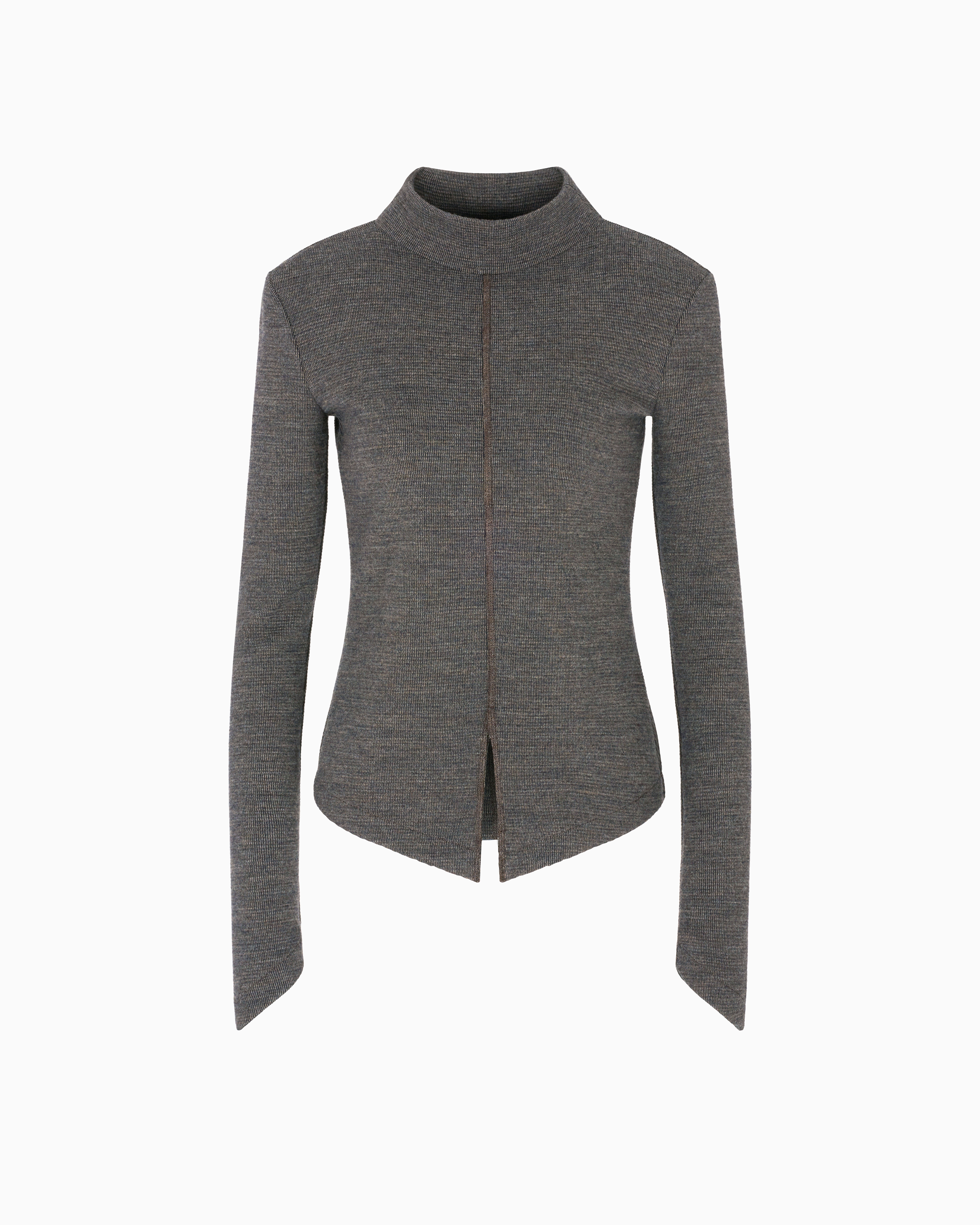 Giorgio Armani Pull À Col Montant En Jersey De Laine Vierge In Gray