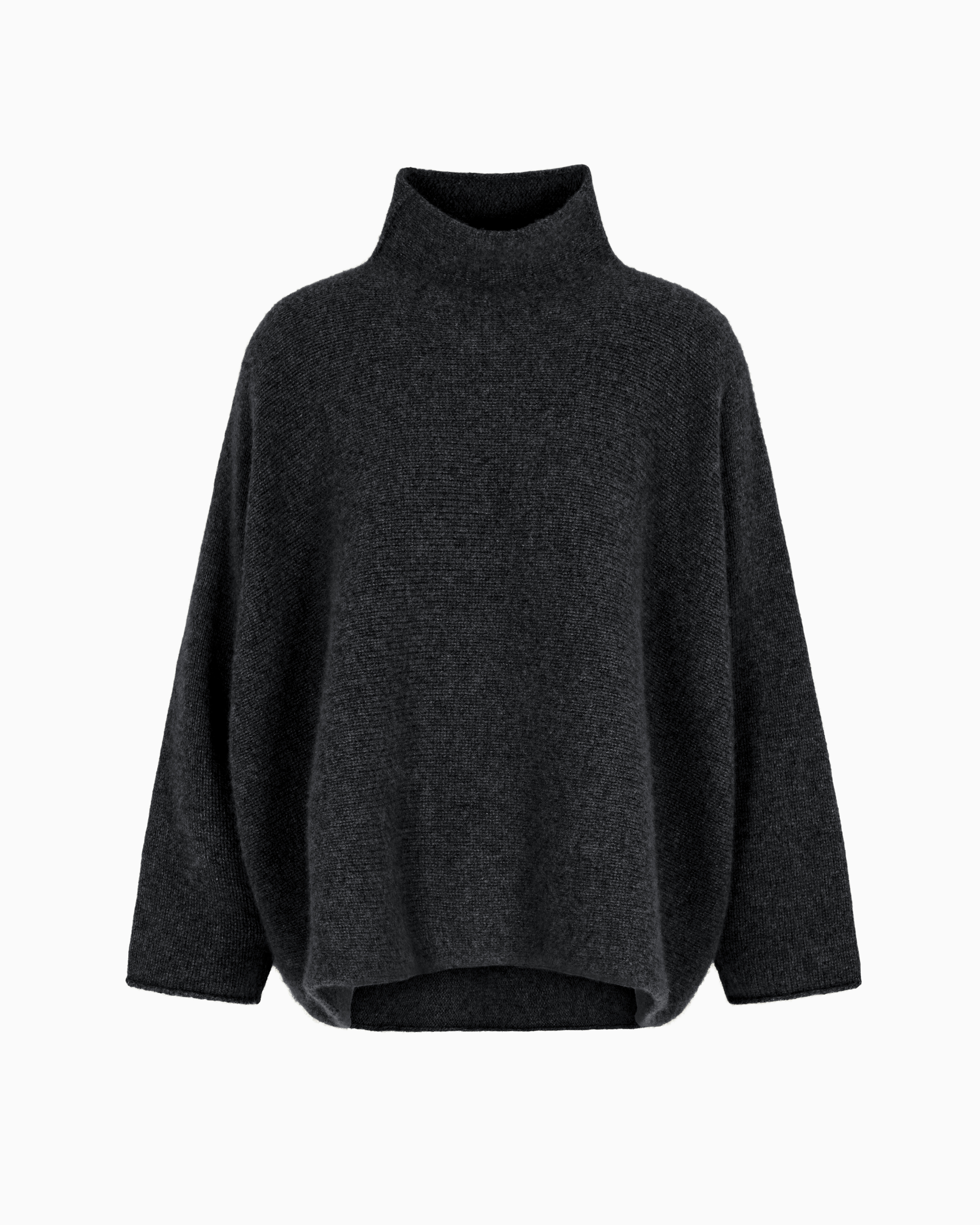 Giorgio Armani High Neck Cashmere Sweater With Dropped Shoulders In Gray