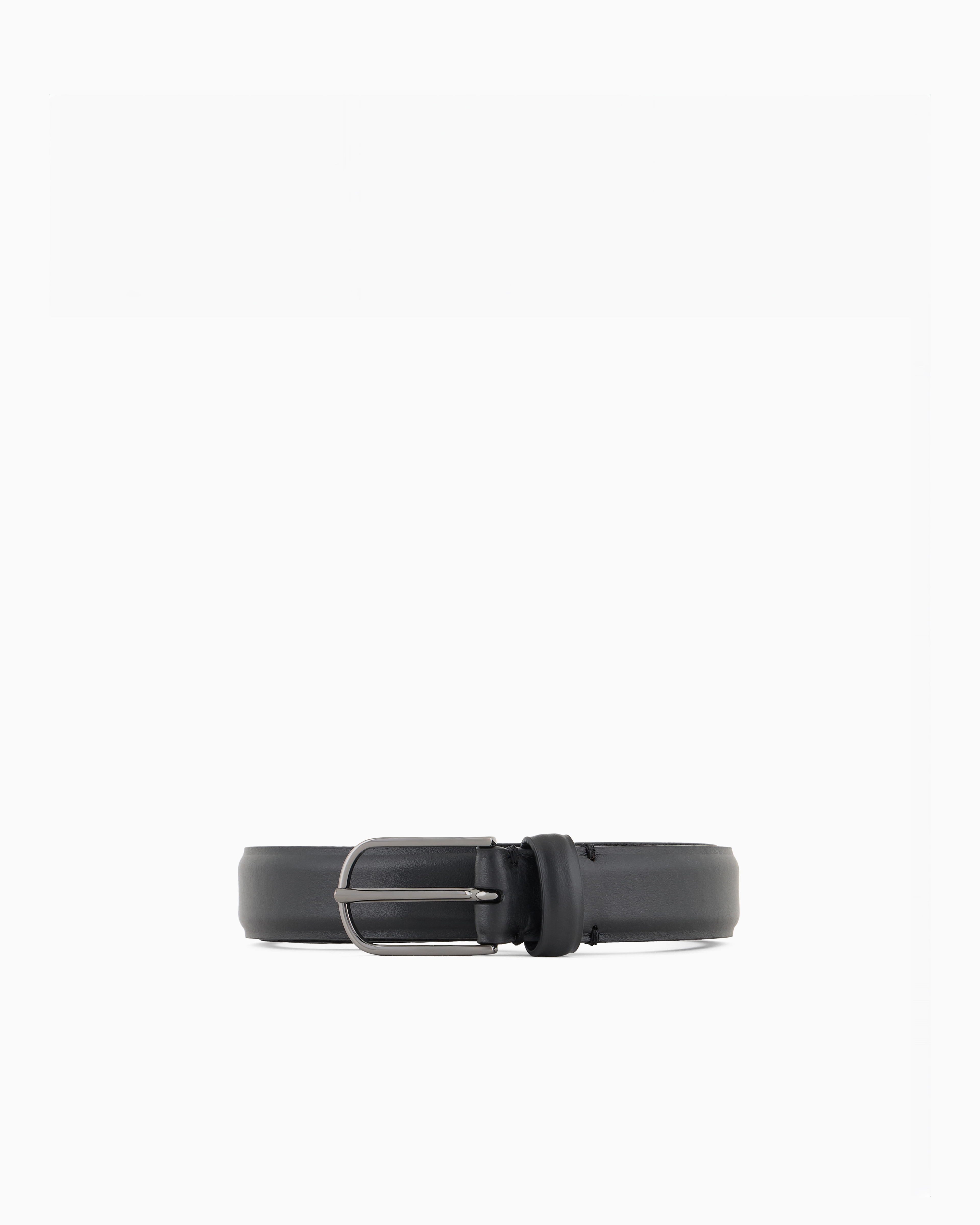 Emporio Armani - Pebbled leather belt, Man, Black, Size: