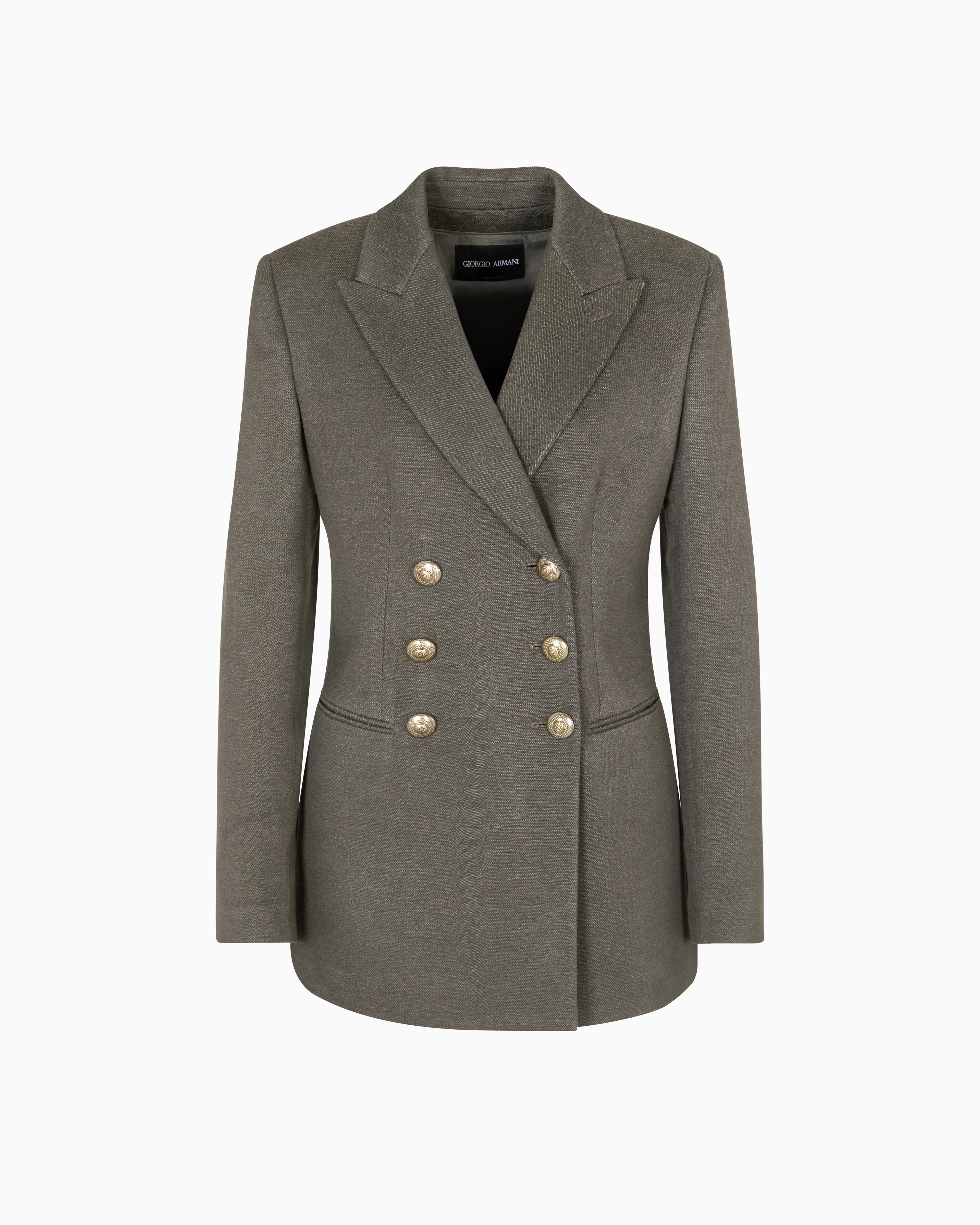 Giorgio Armani Silk Cotton Double-breasted Blazer In Gray