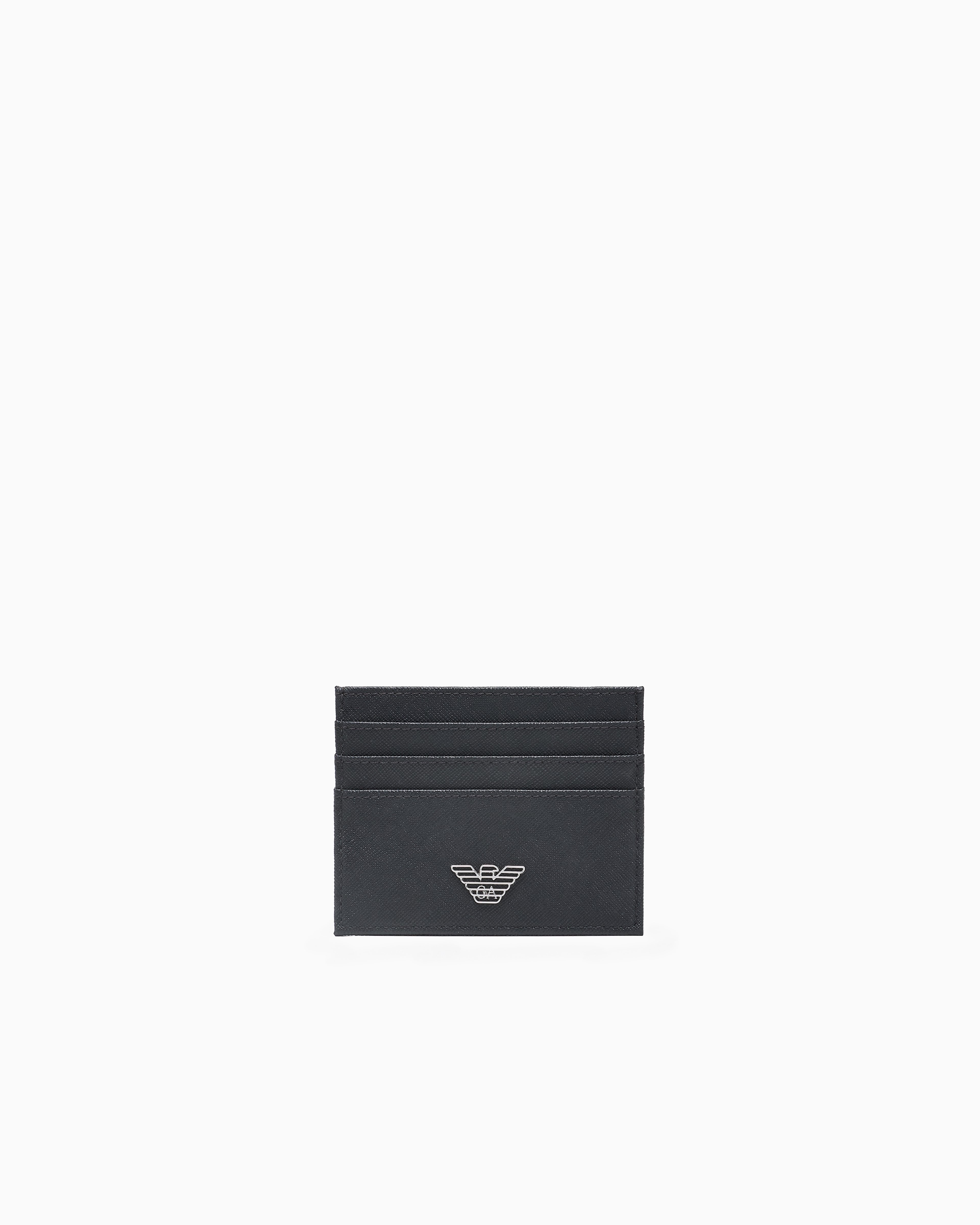 Emporio Armani - ASV gift box with regenerated Saffiano leather wallet and card holder with eagle plate, Man, Black, Size: TU