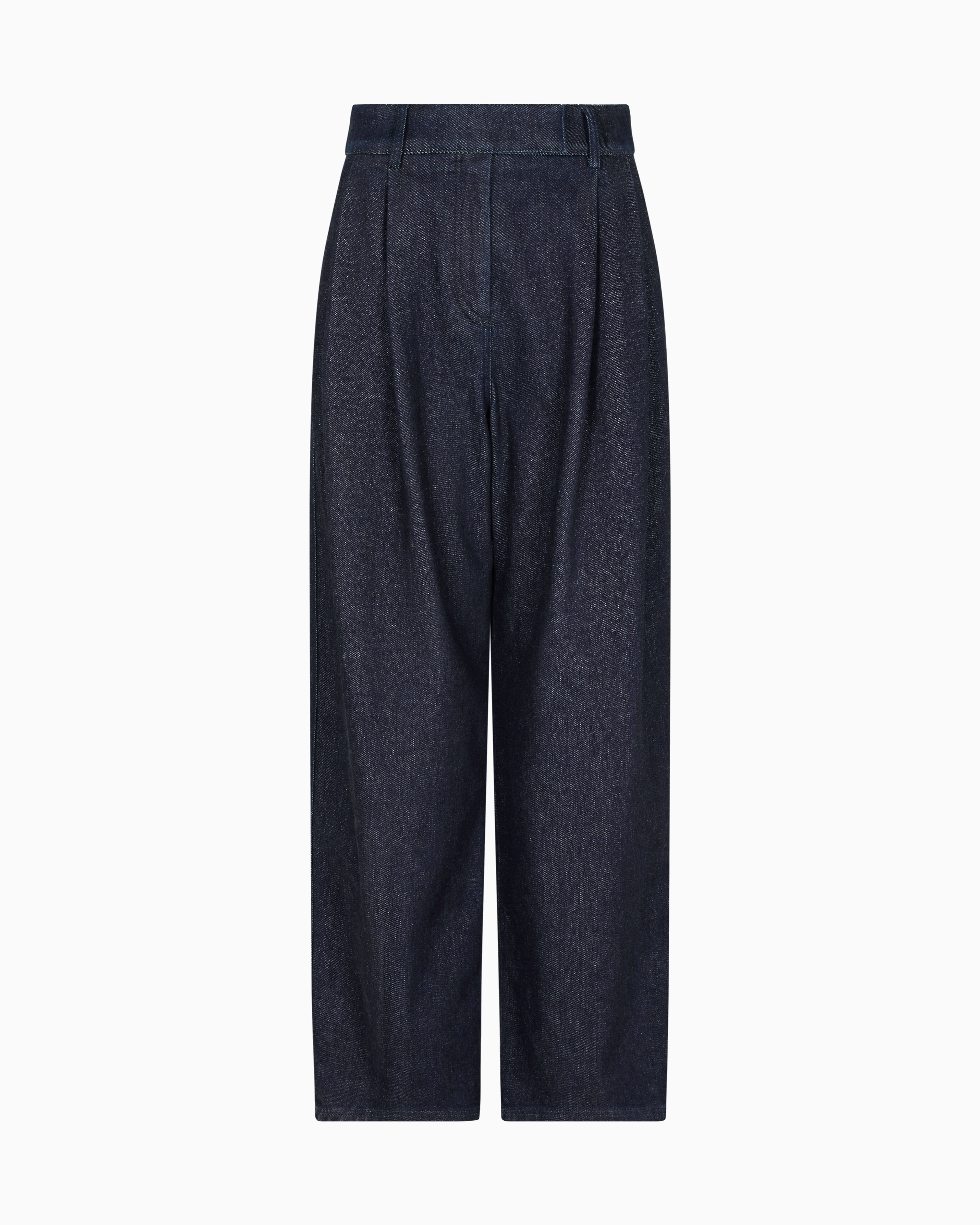 Giorgio Armani Denim Collection Single-pleat Trousers In Cashmere And Cotton Denim In Blue