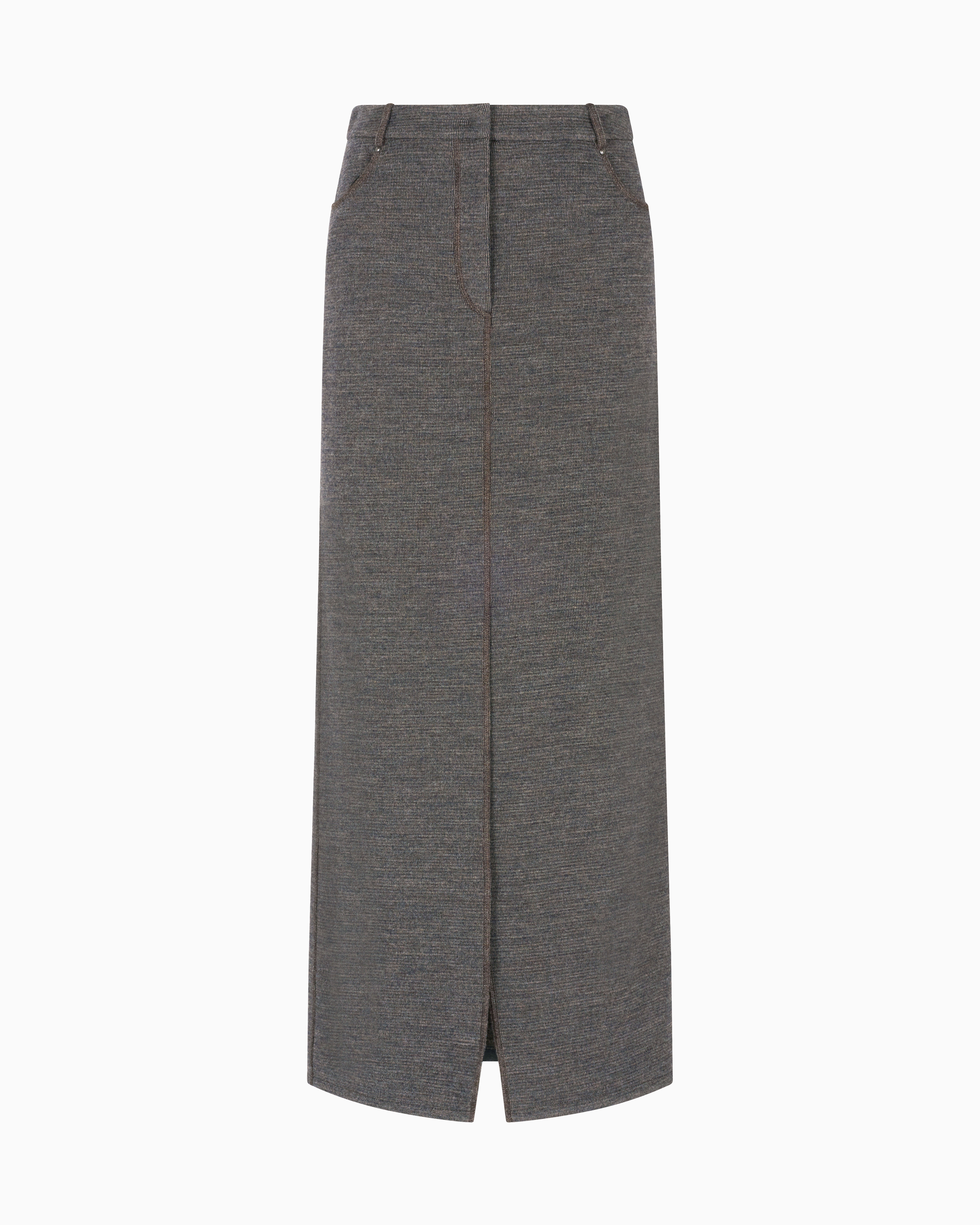Giorgio Armani Langer Rock Aus Woll-jersey In Gray