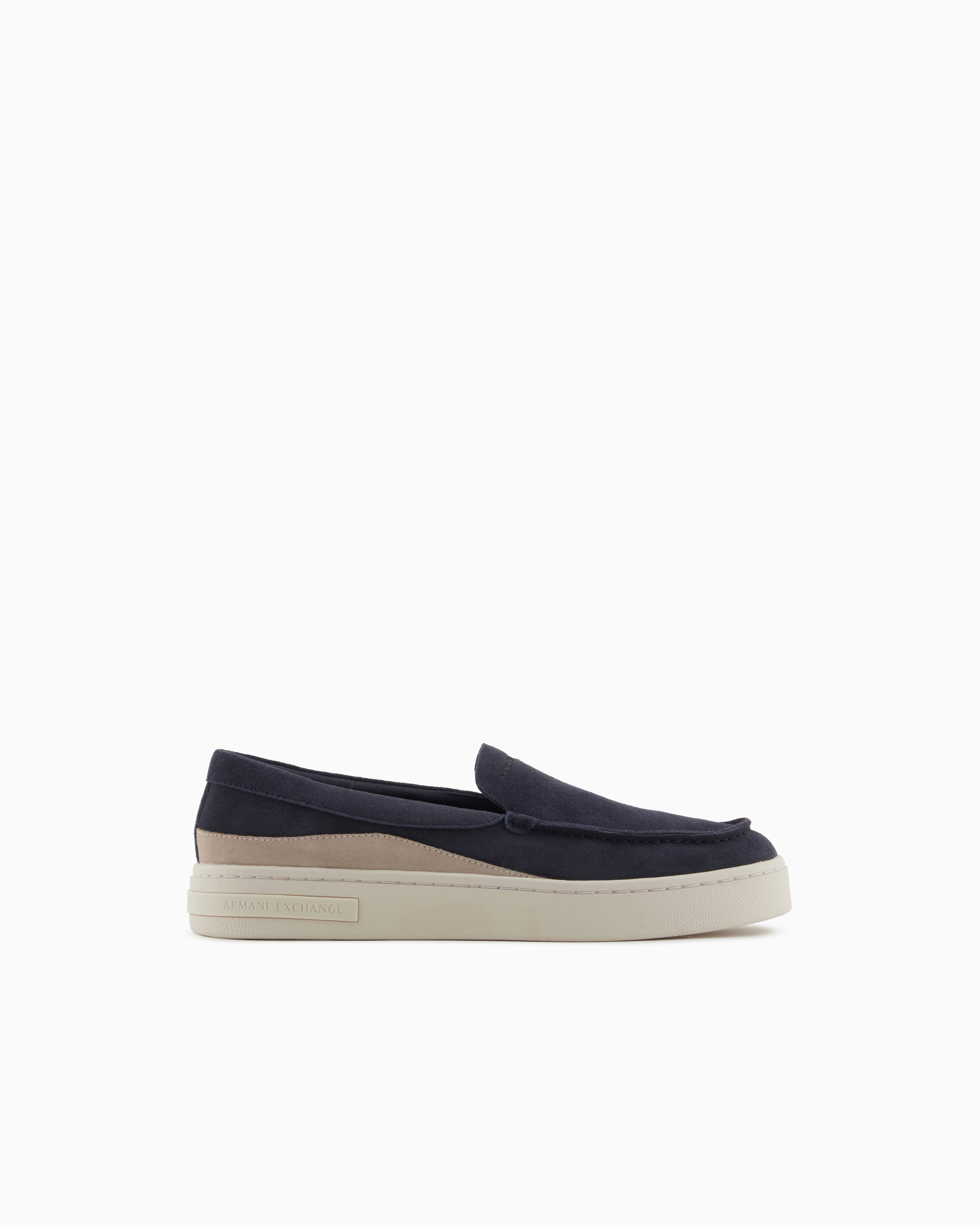 Armani Exchange - Suede Slip On, Man, Navy Blue, Size: