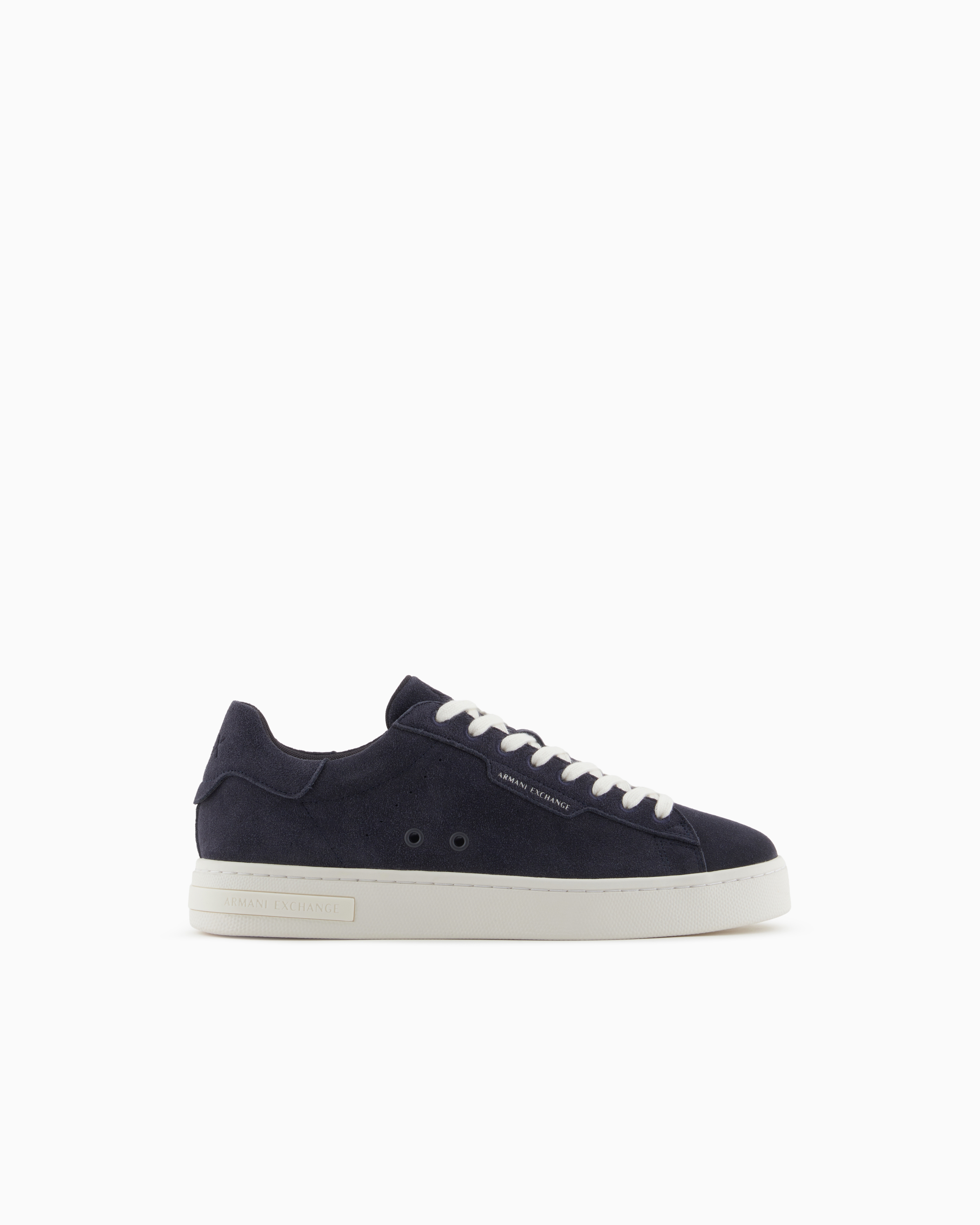 Armani Exchange - Leather sneakers with logo, Man, Navy Blue, Size: