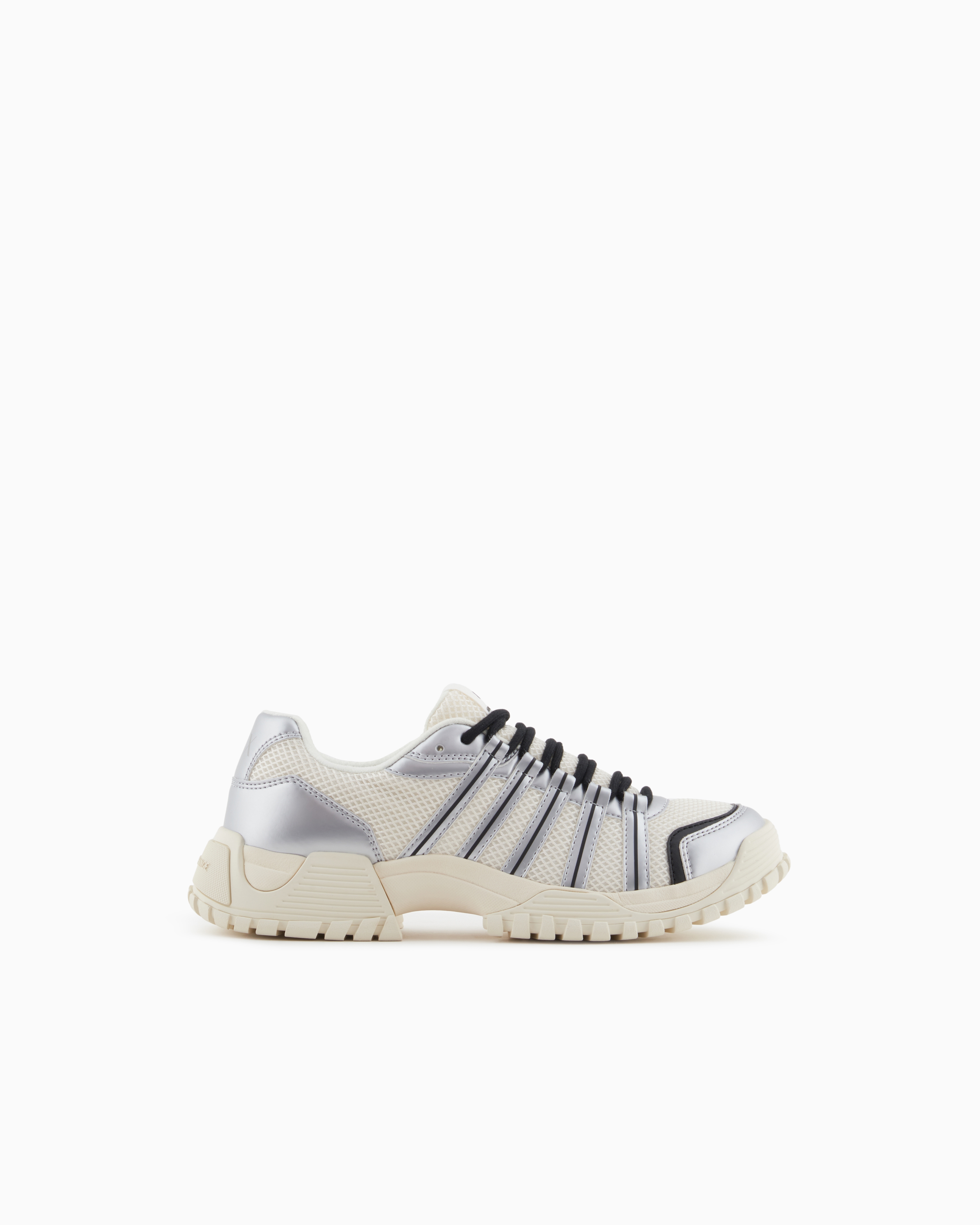 Armani Exchange - Sneakers with metallic inserts, Man, Silver, Size: