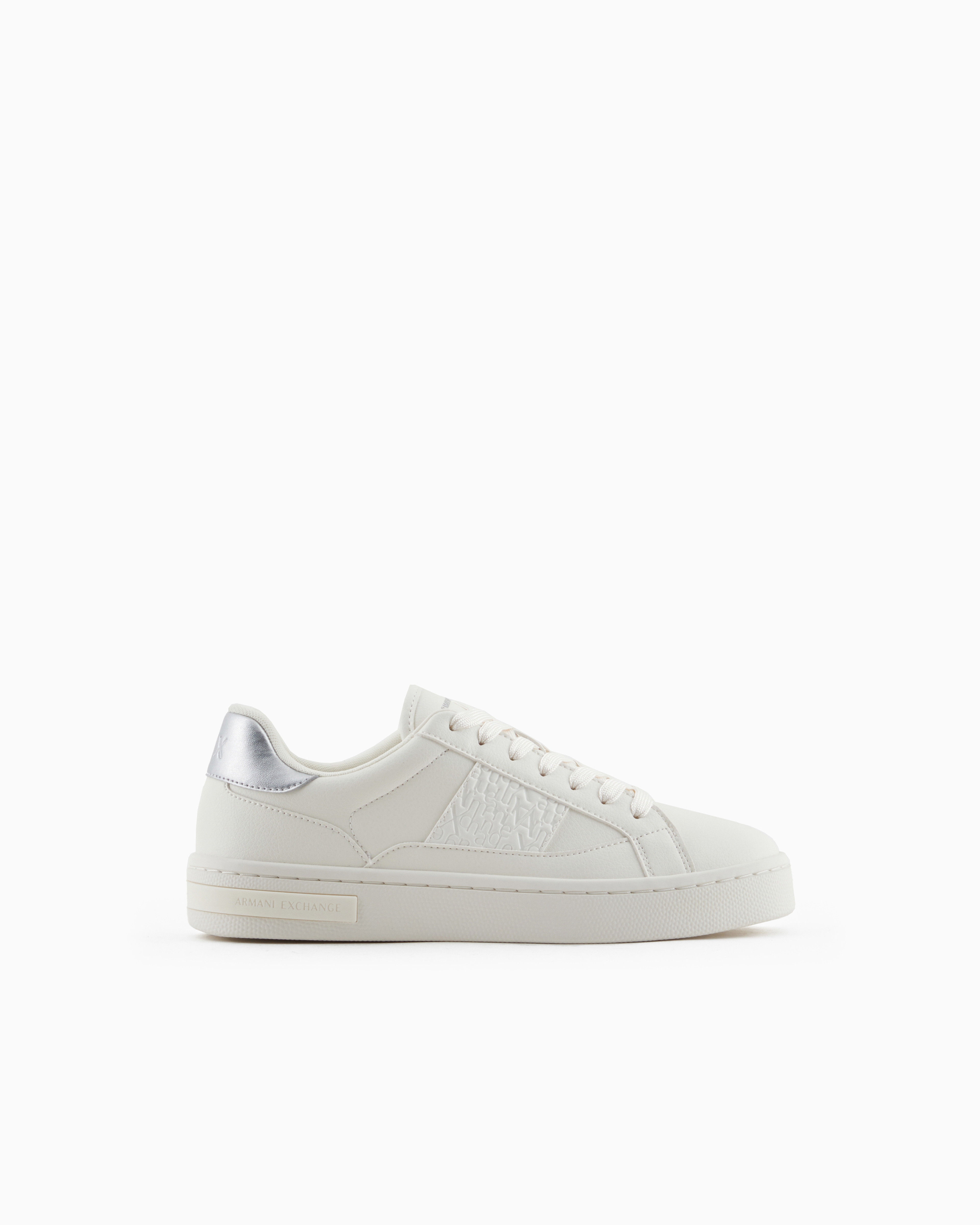 Armani Exchange White Sneakers With Logo Insert And Metal Detail Medium