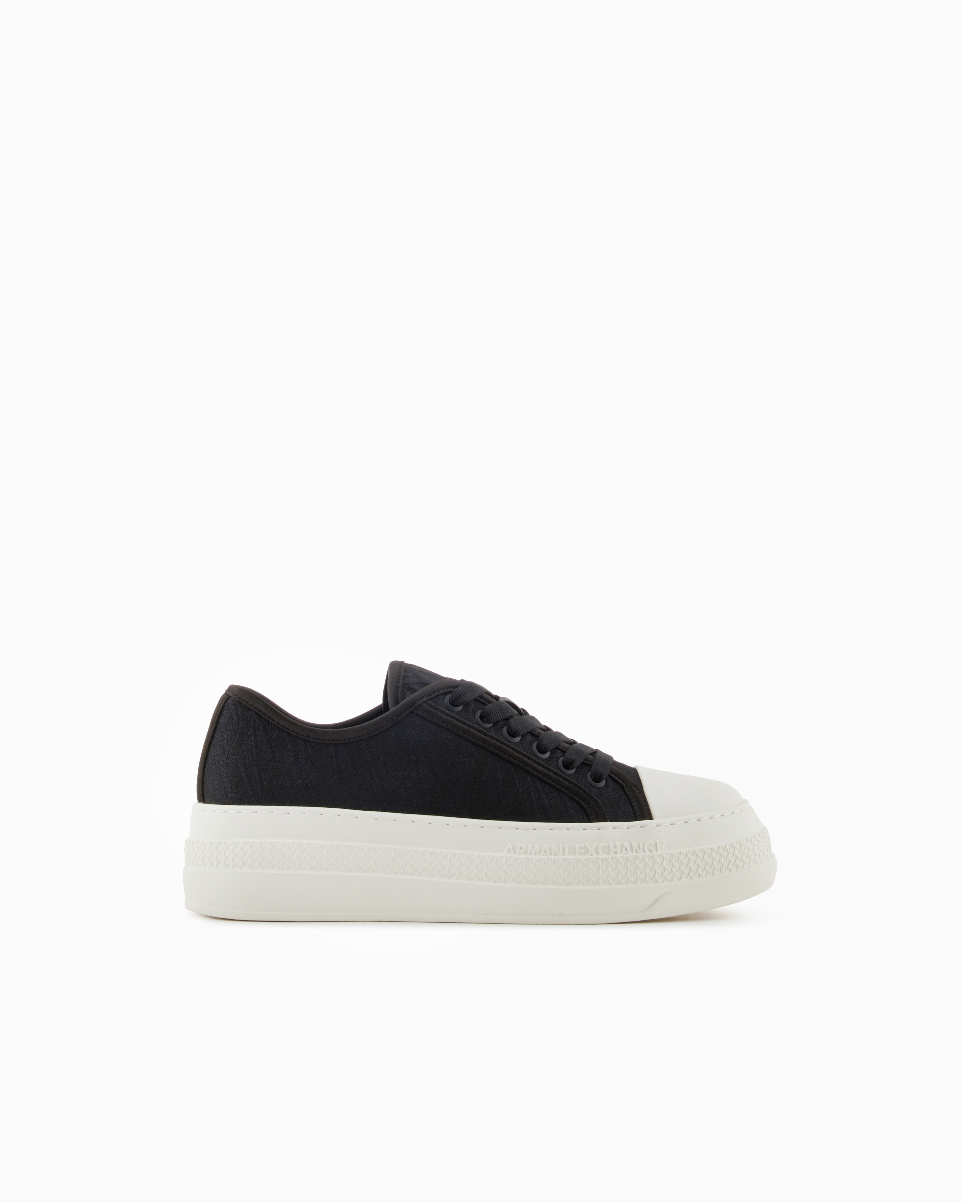Armani Exchange Black Sneakers With Allover Logo Medium
